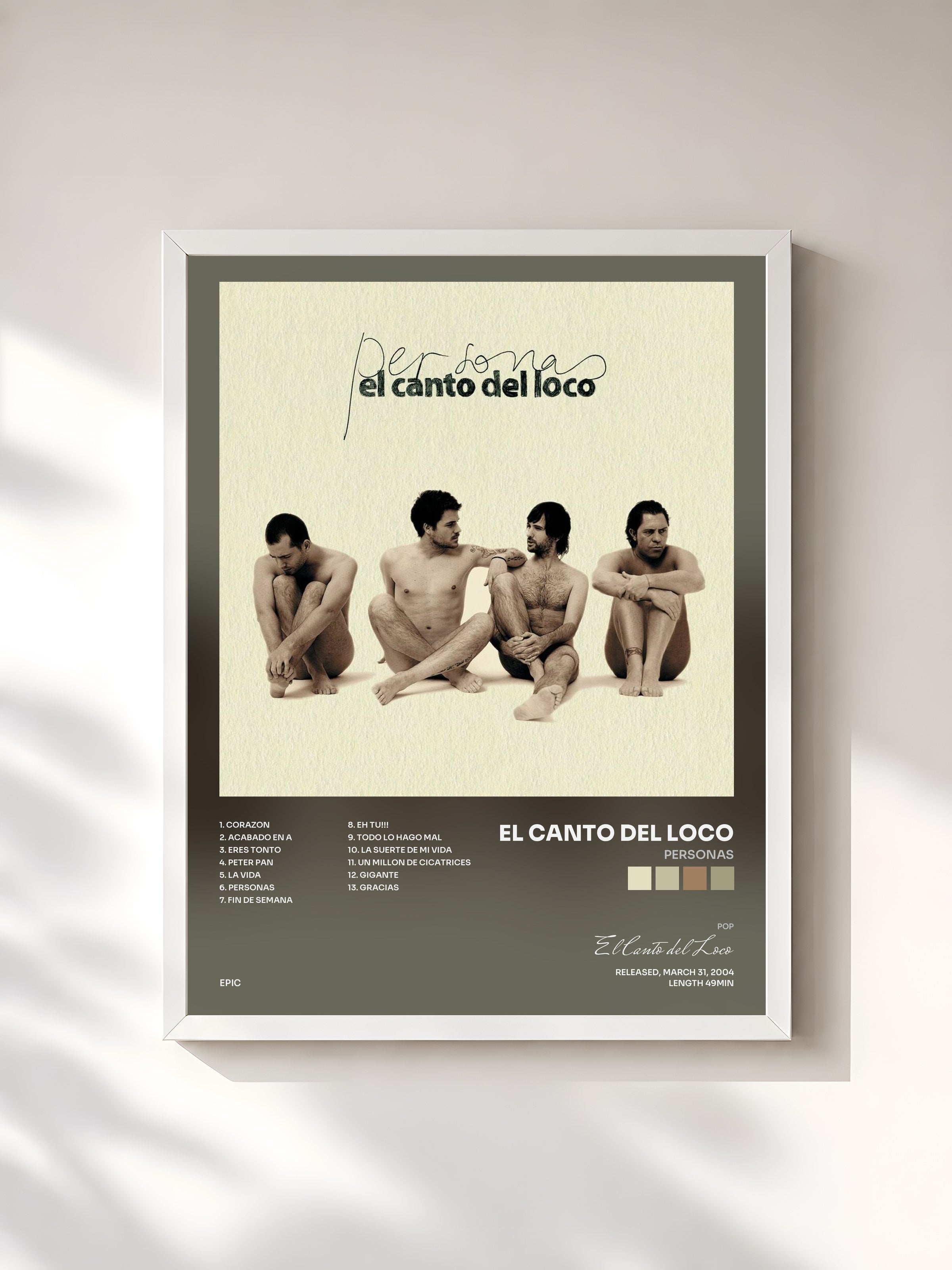 #blanc Tableau de l'album Personas de El Canto del Loco, cadre blanc, imprimé et encadré en France