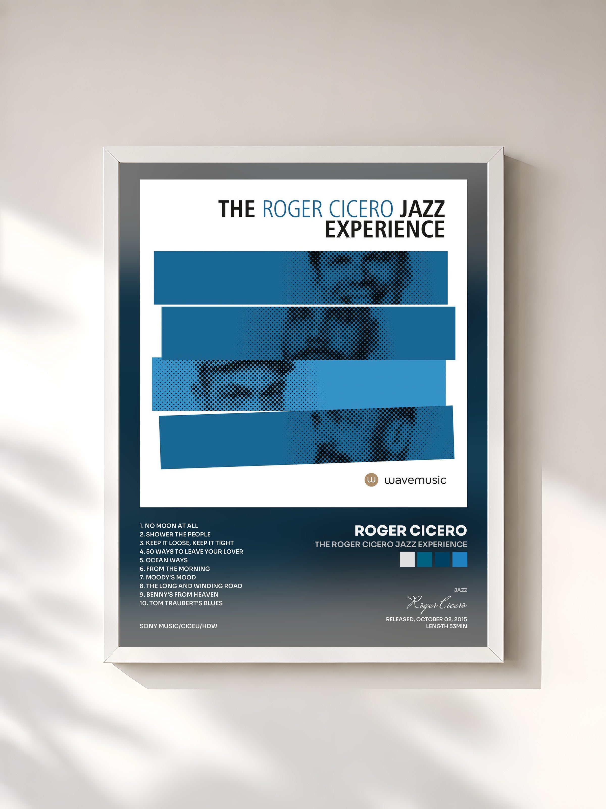 #blanc Tableau de l'album The Roger Cicero Jazz Experience de Roger Cicero, cadre blanc, imprimé et encadré en France