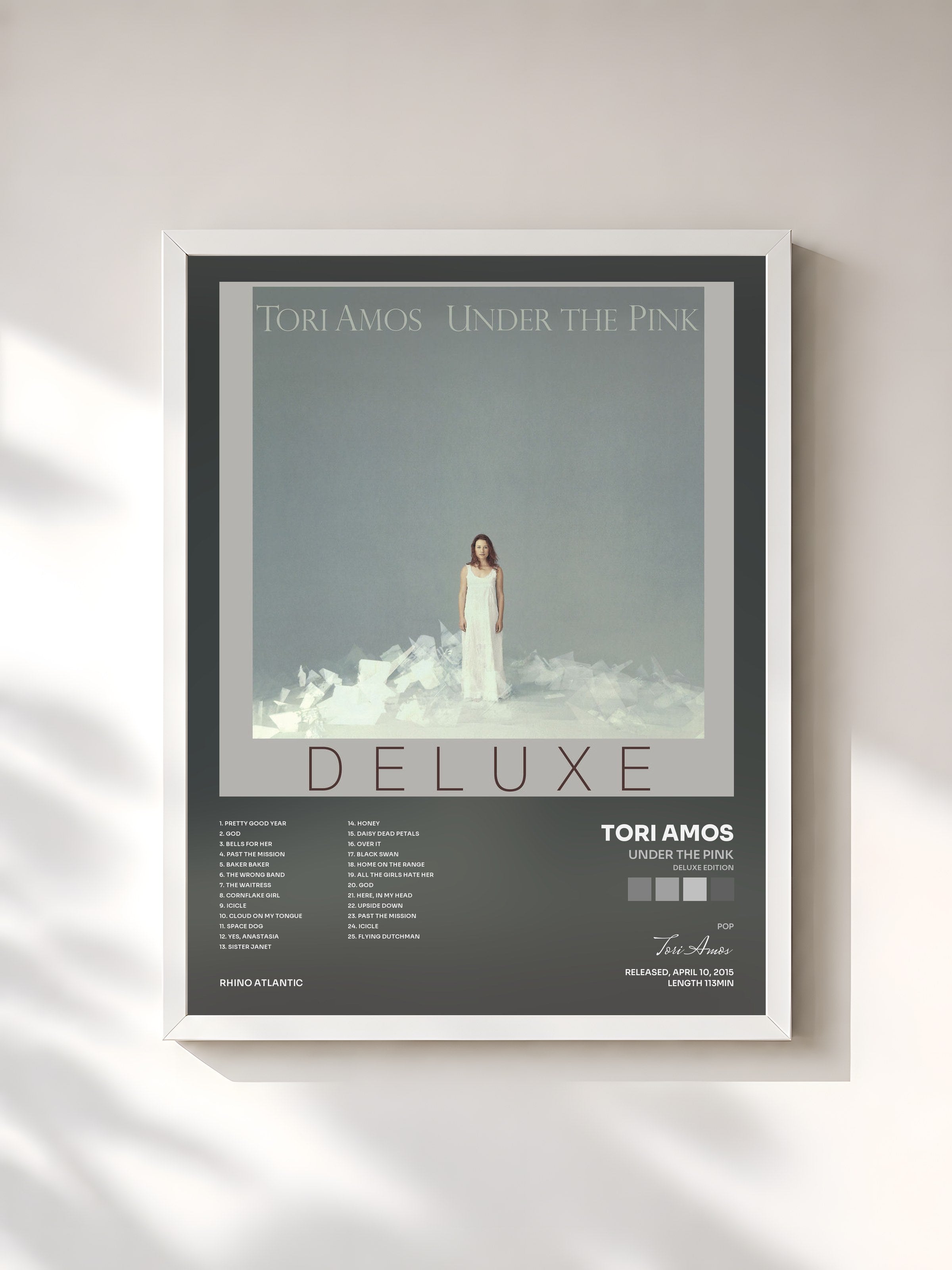 #blanc Tableau de l'album Under the Pink (Deluxe Edition) de Tori Amos, cadre blanc, imprimé et encadré en France