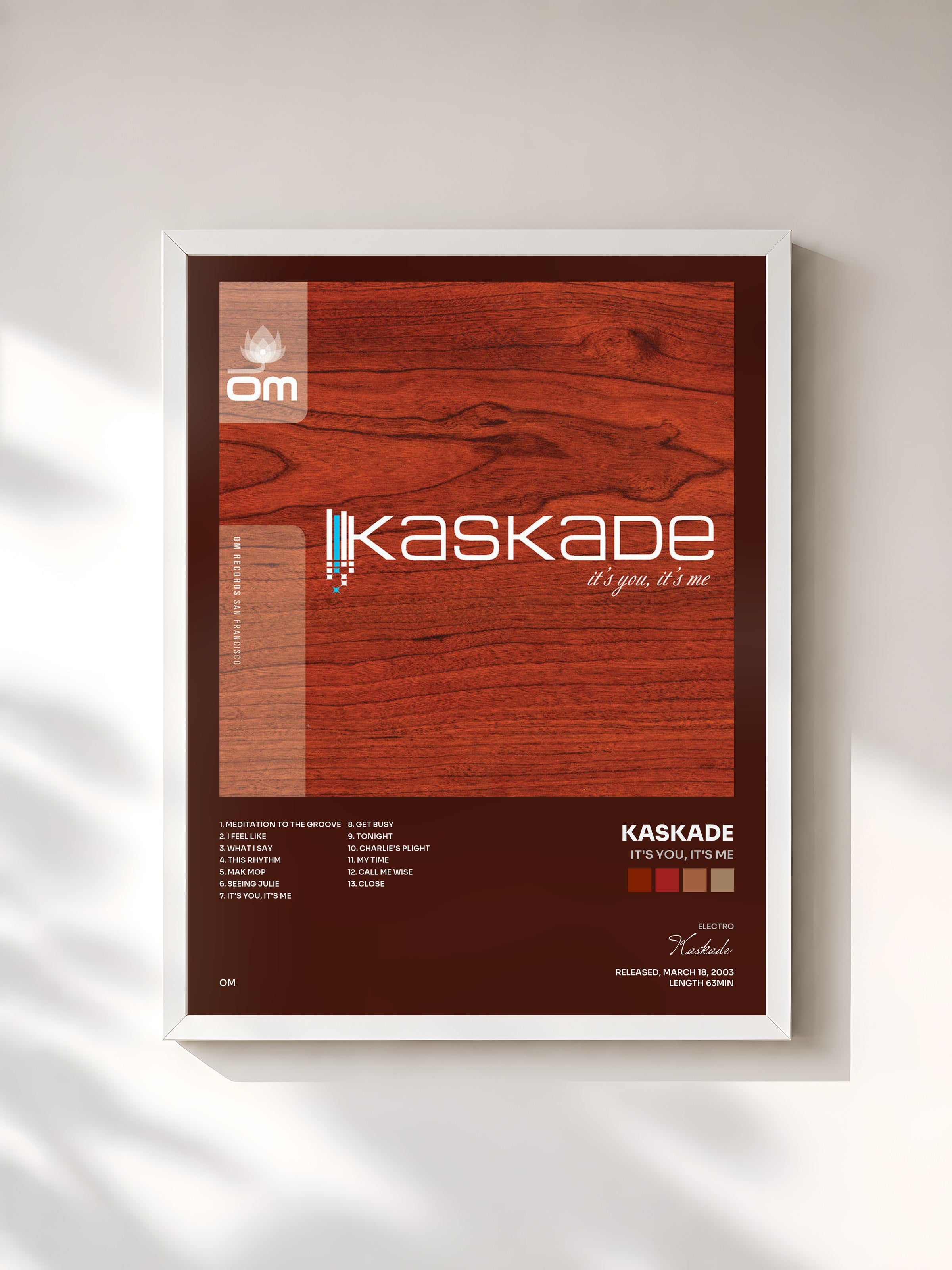 #blanc Tableau de l'album It's You, It's Me de Kaskade, cadre blanc, imprimé et encadré en France
