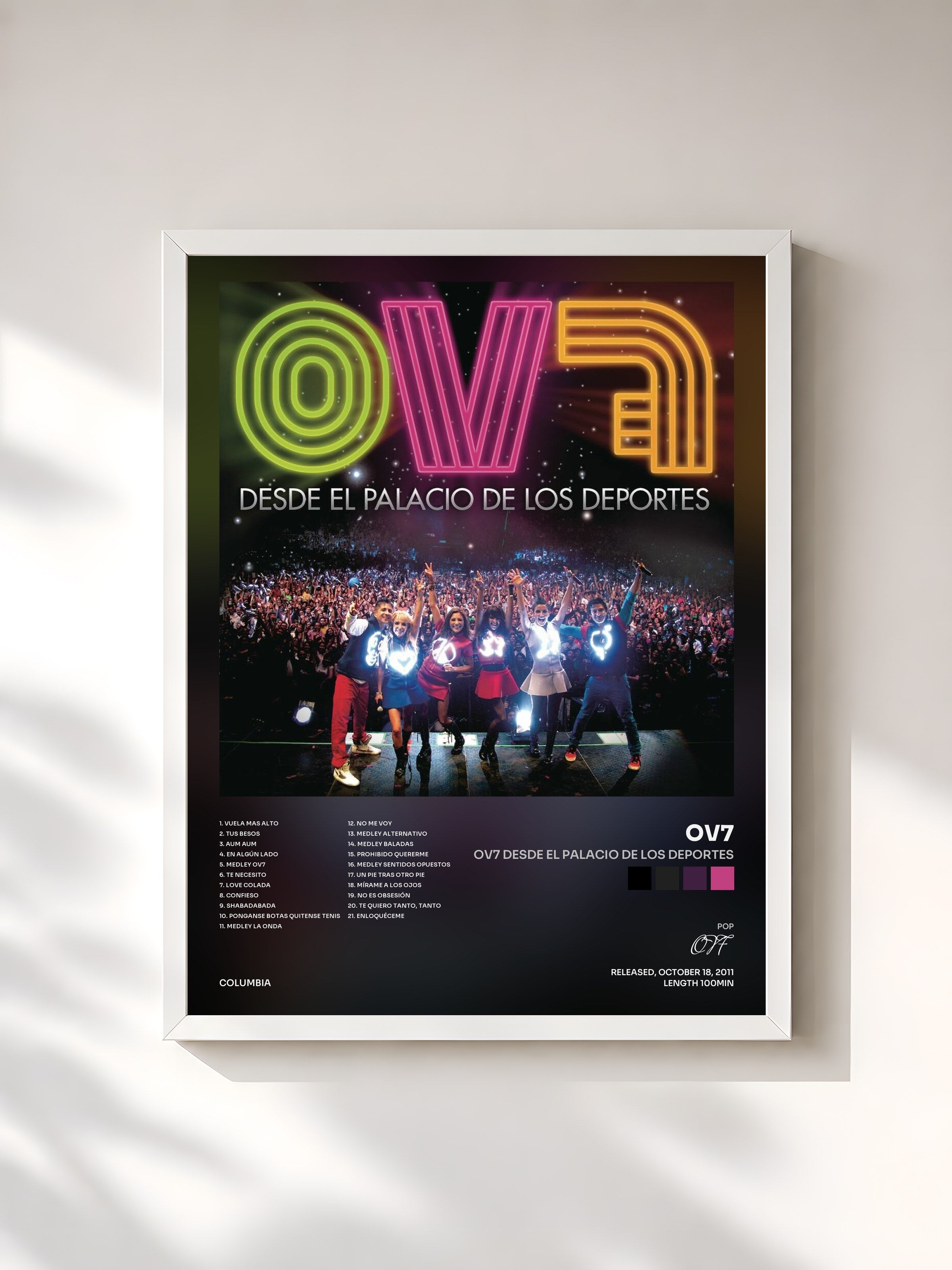#blanc Tableau de l'album OV7 Desde El Palacio De Los Deportes de OV7, cadre blanc, imprimé et encadré en France