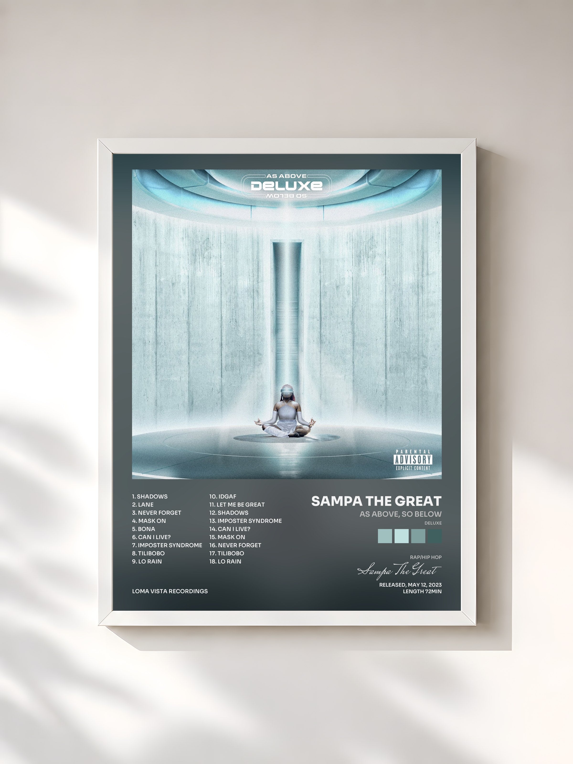 #blanc Tableau de l'album As Above, So Below (Deluxe) de Sampa The Great, cadre blanc, imprimé et encadré en France