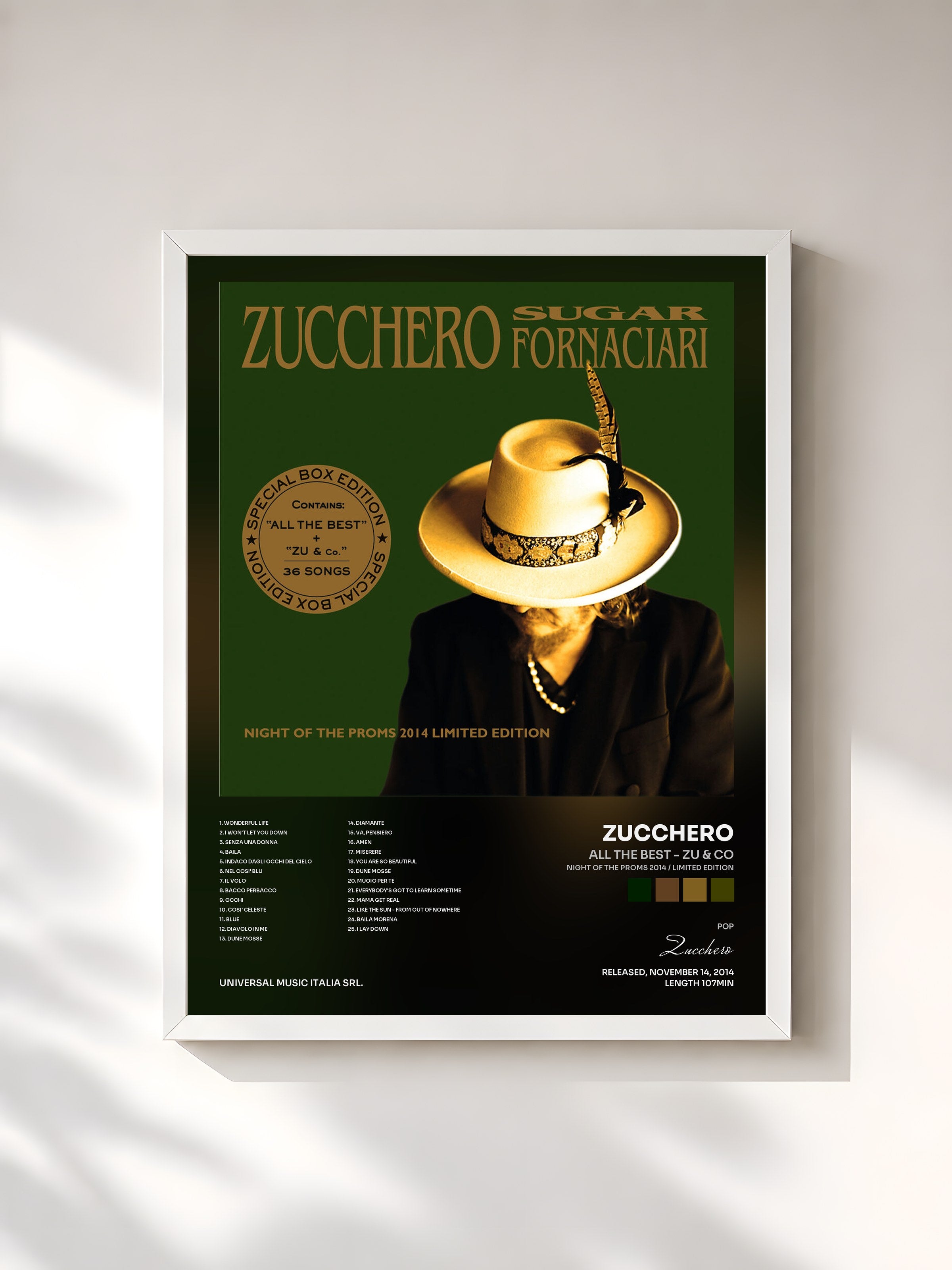 #blanc Tableau de l'album All The Best - Zu & Co (Night Of The Proms 2014 / Limited Edition) de Zucchero, cadre blanc, imprimé et encadré en France