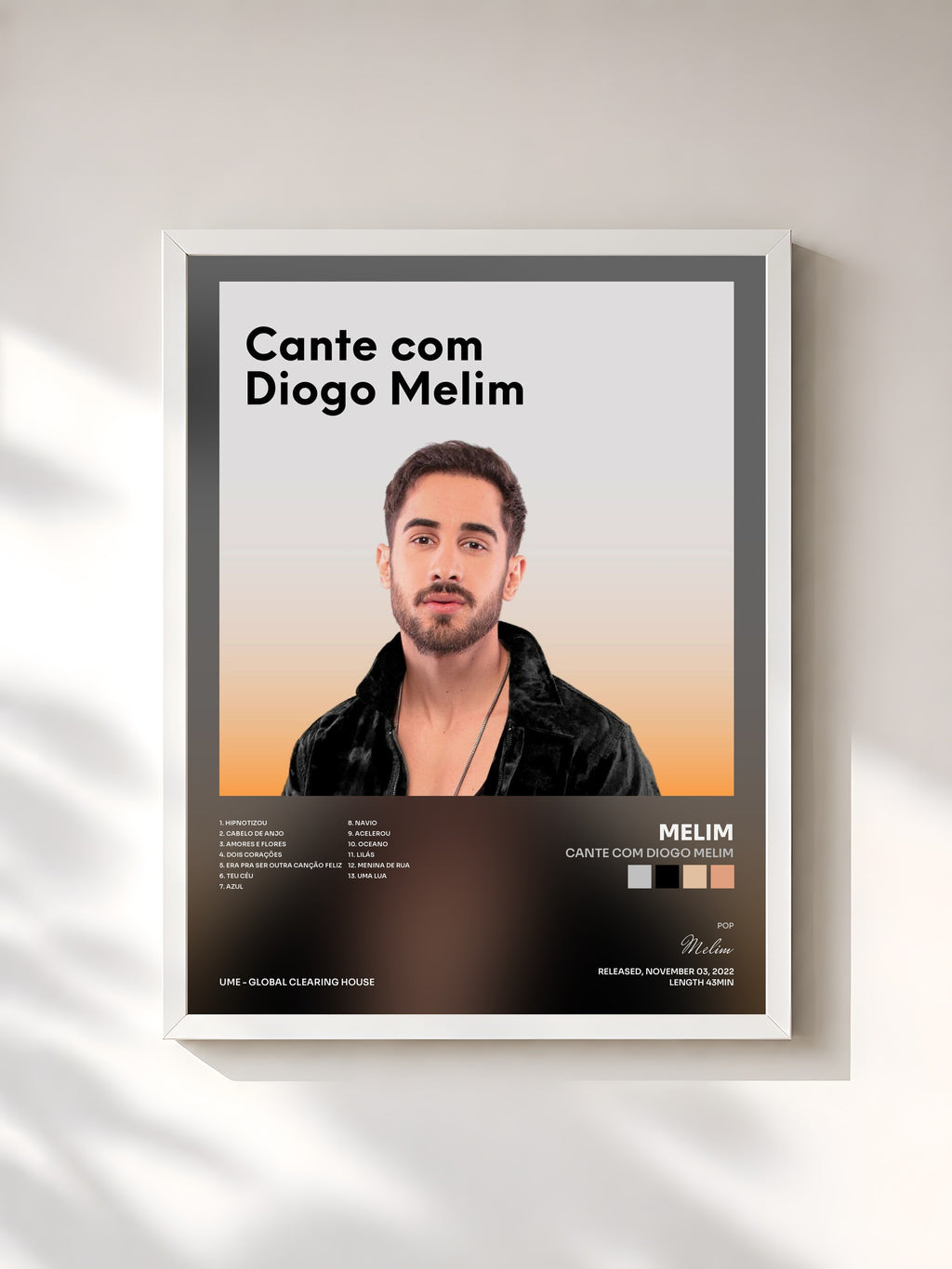 #blanc Tableau de l'album Cante com Diogo Melim de Melim, cadre blanc, imprimé et encadré en France