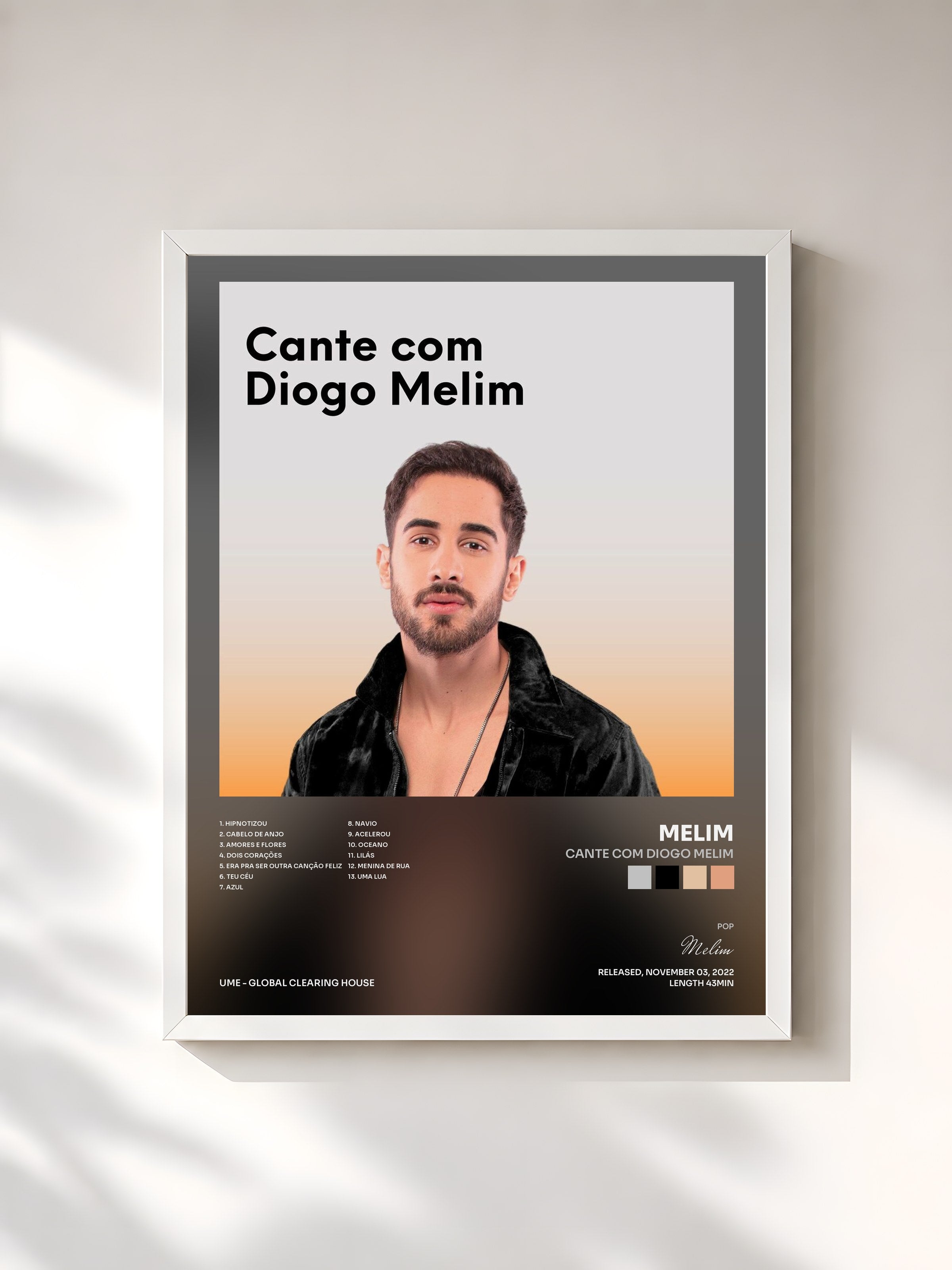 #blanc Tableau de l'album Cante com Diogo Melim de Melim, cadre blanc, imprimé et encadré en France