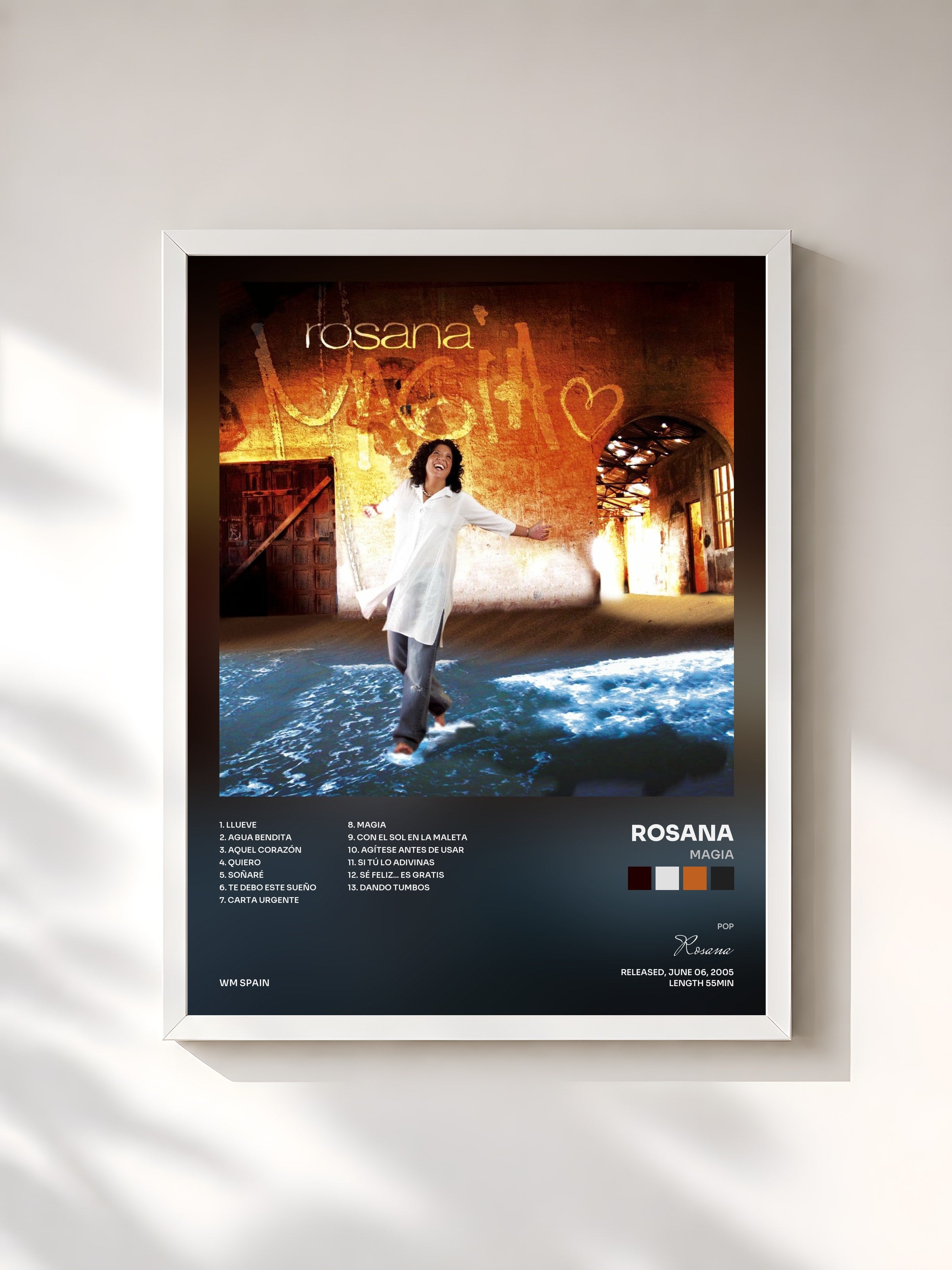 #blanc Tableau de l'album Magia de Rosana, cadre blanc, imprimé et encadré en France