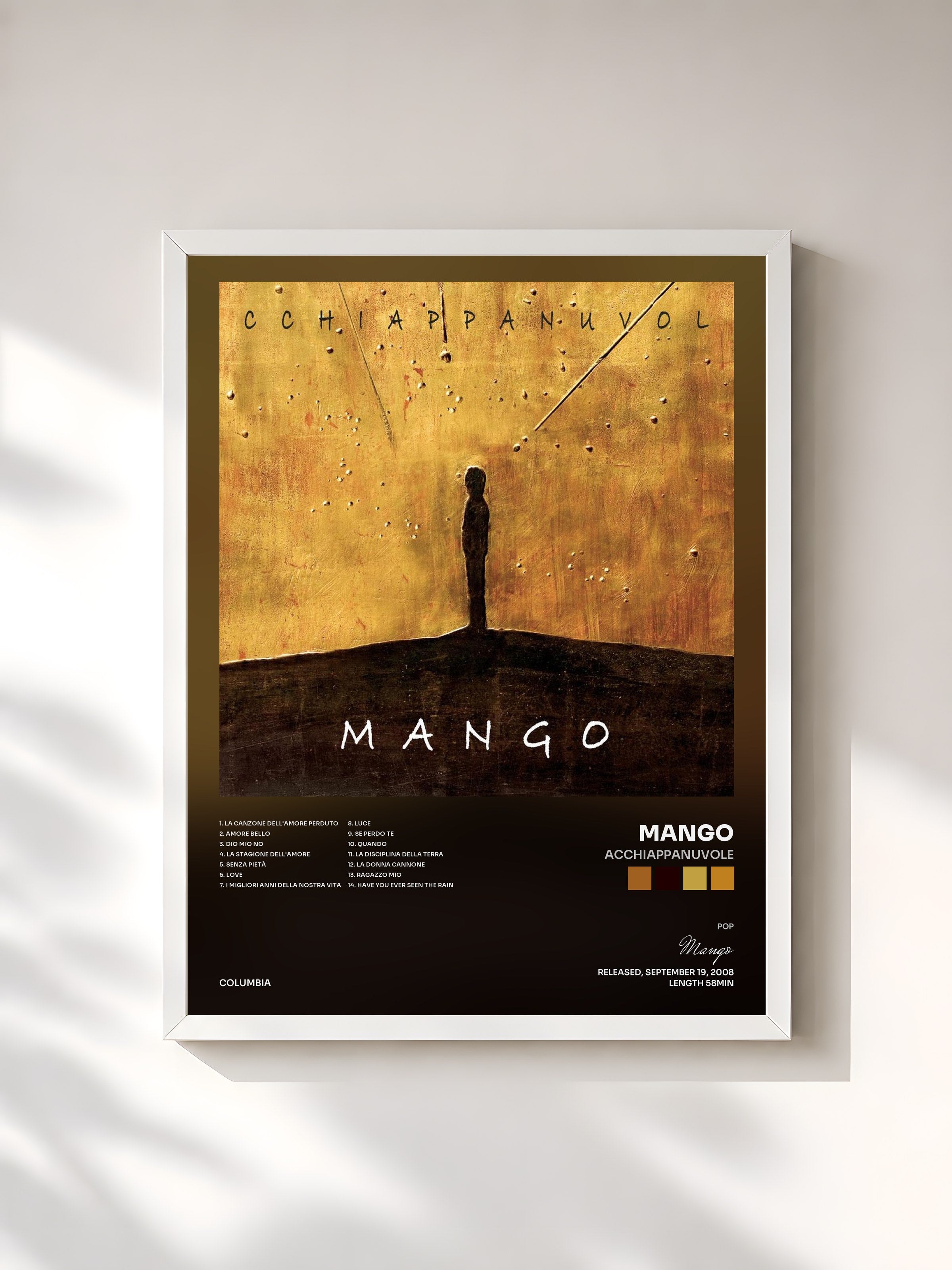 #blanc Tableau de l'album Acchiappanuvole de Mango, cadre blanc, imprimé et encadré en France
