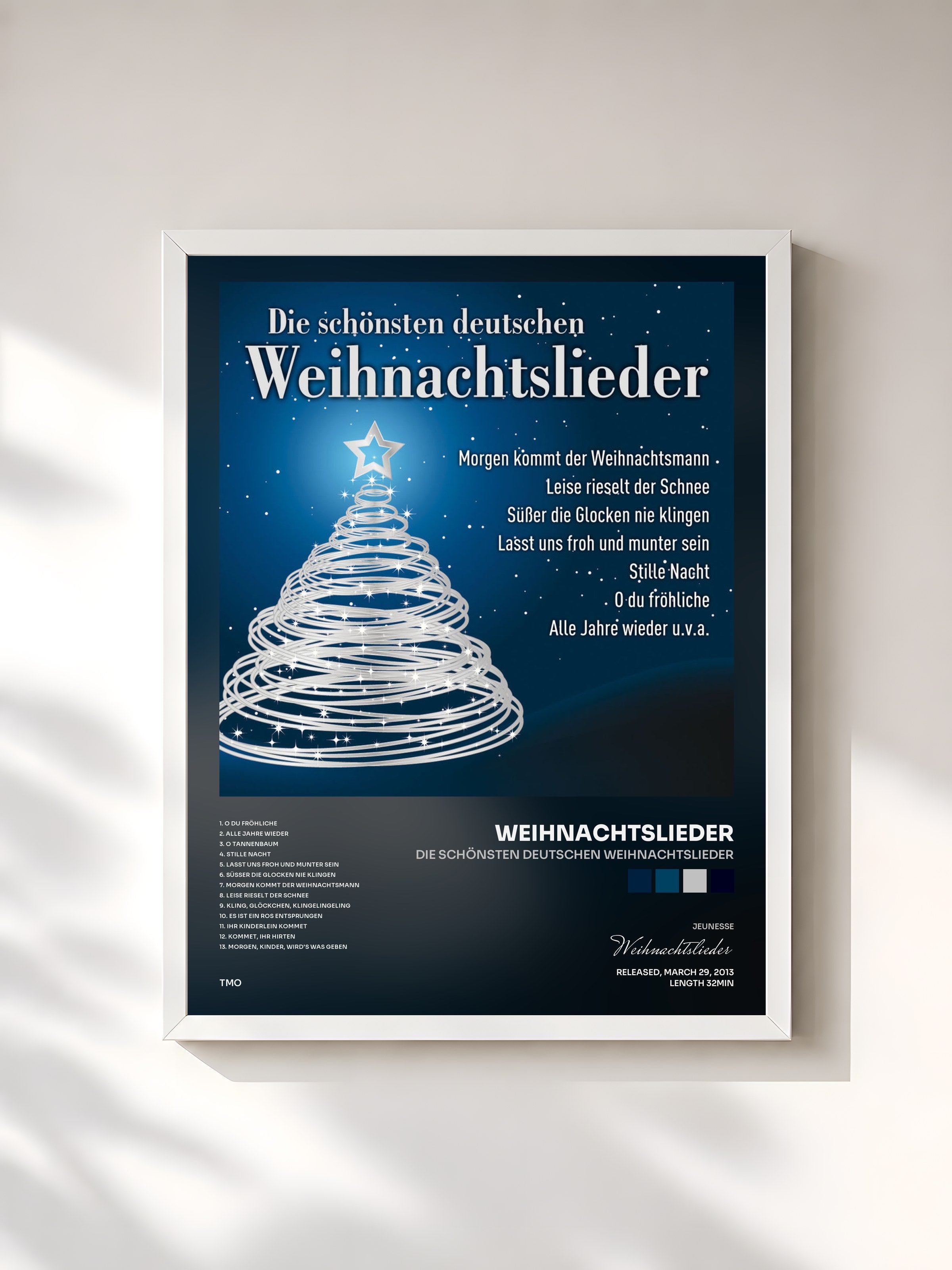 #blanc Tableau de l'album Die schönsten deutschen Weihnachtslieder de Weihnachtslieder, cadre blanc, imprimé et encadré en France