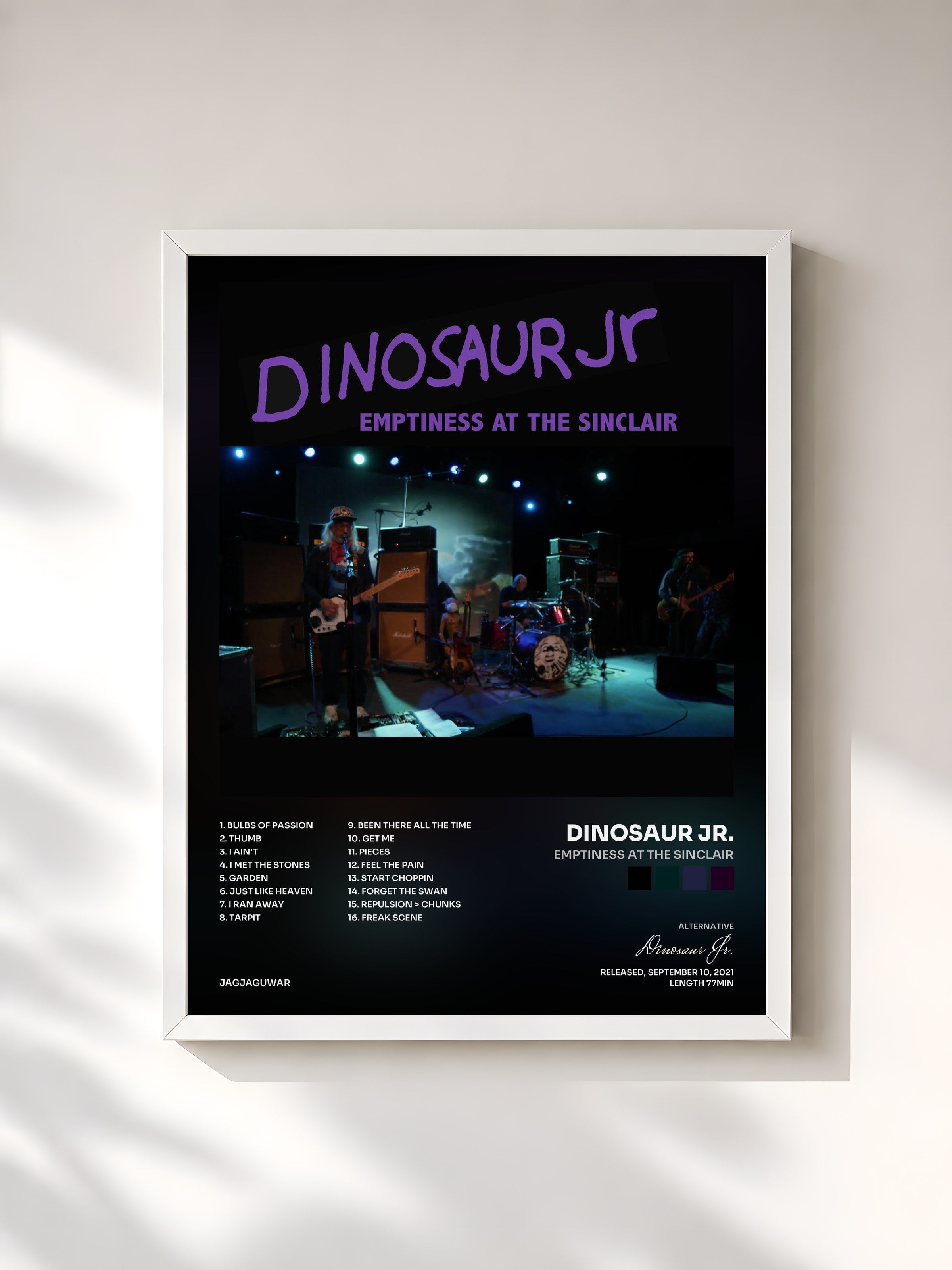 #blanc Tableau de l'album Emptiness at The Sinclair de Dinosaur Jr., cadre blanc, imprimé et encadré en France