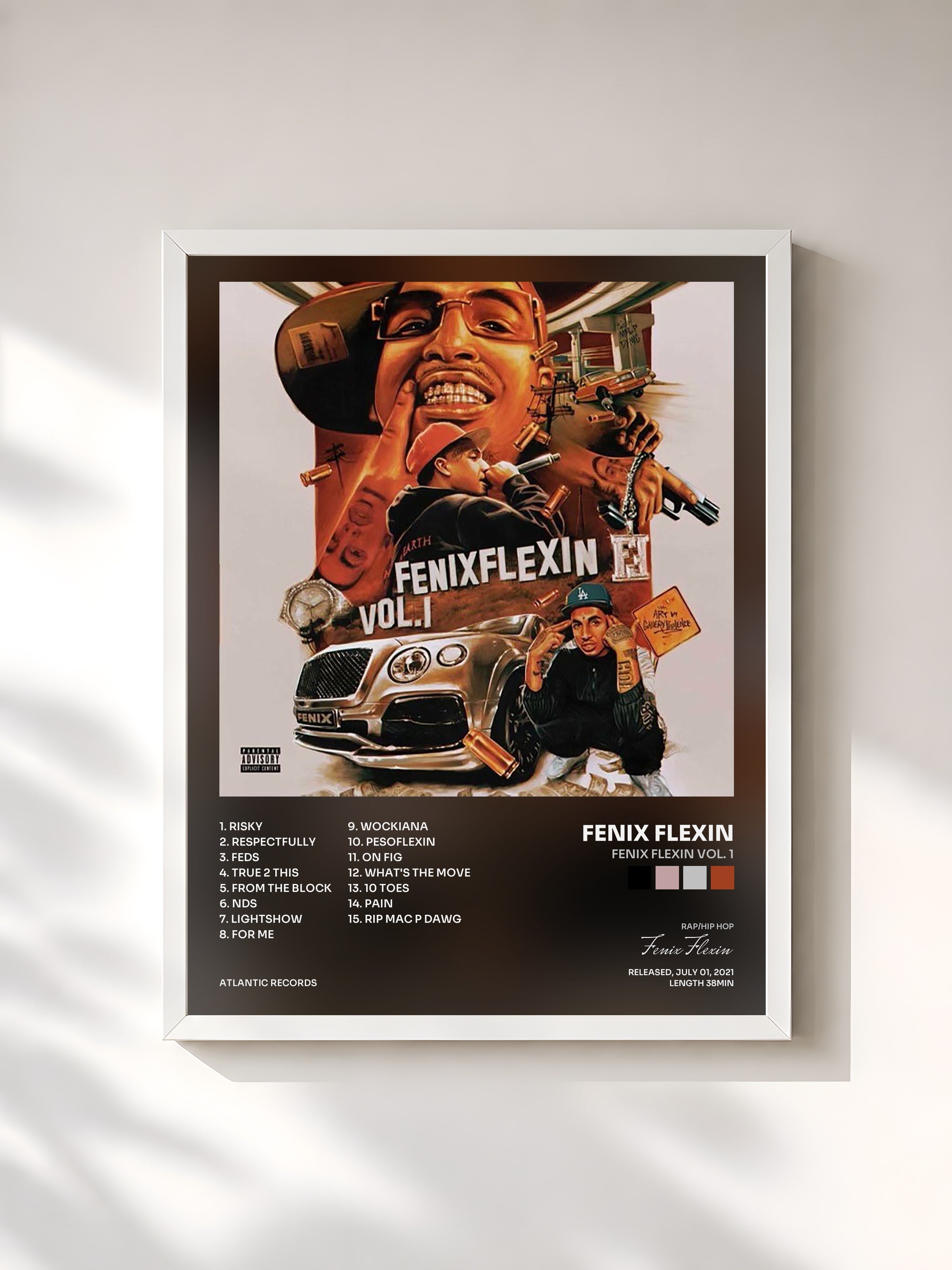 #blanc Tableau de l'album Fenix Flexin Vol. 1 de Fenix Flexin, cadre blanc, imprimé et encadré en France