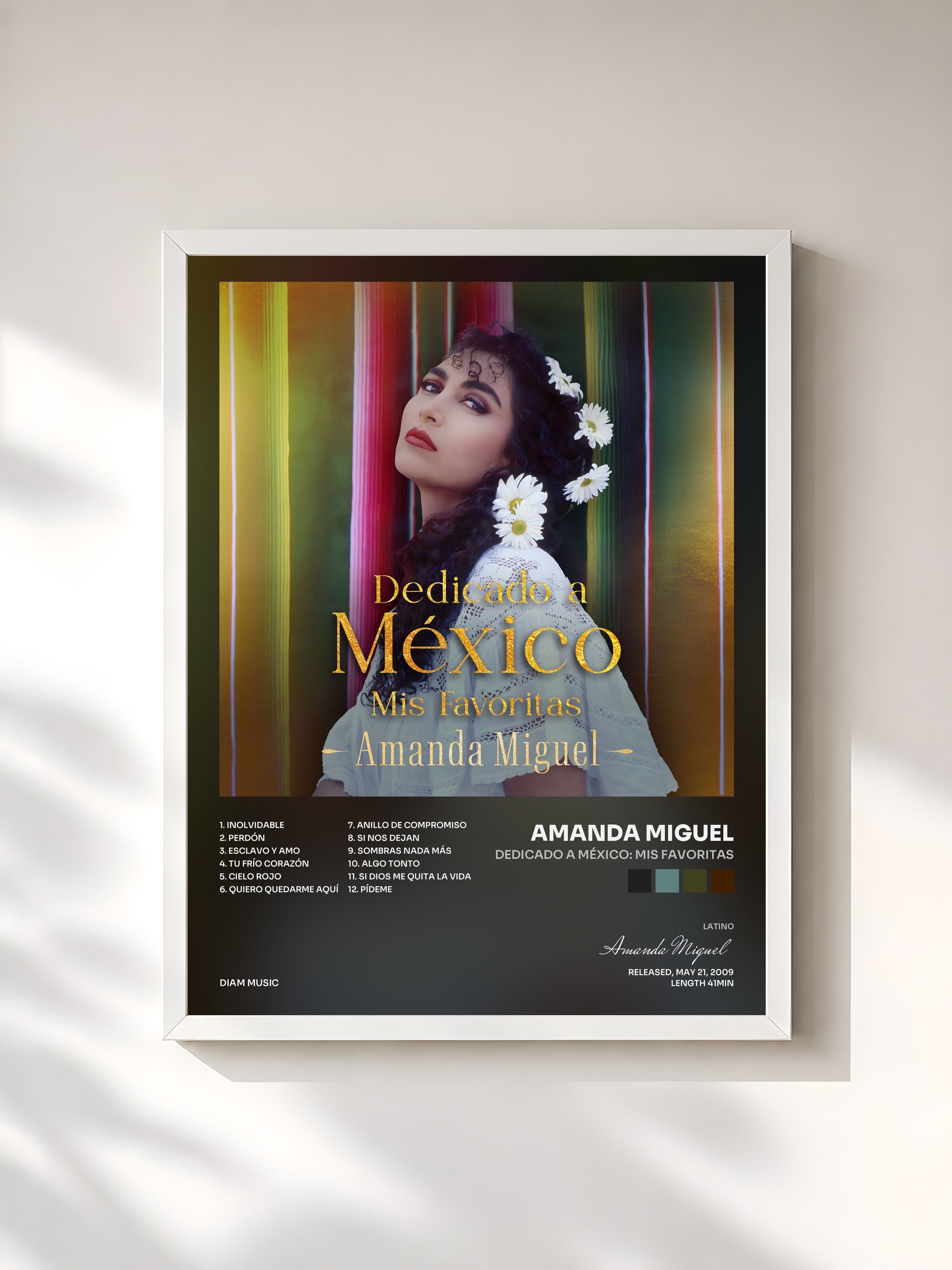 #blanc Tableau de l'album Dedicado a México: Mis Favoritas de Amanda Miguel, cadre blanc, imprimé et encadré en France
