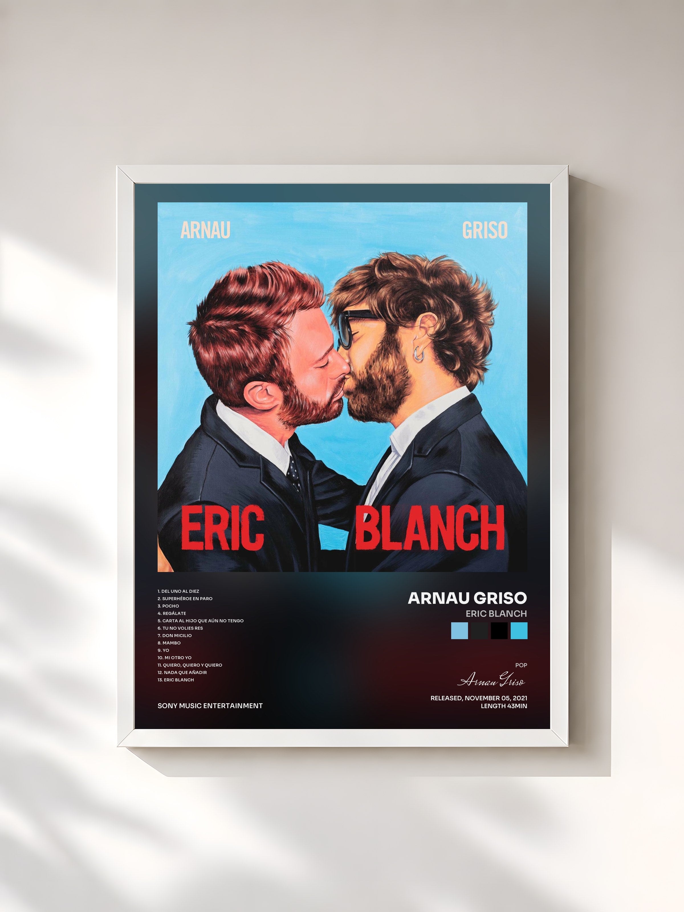 #blanc Tableau de l'album Eric Blanch de Arnau Griso, cadre blanc, imprimé et encadré en France
