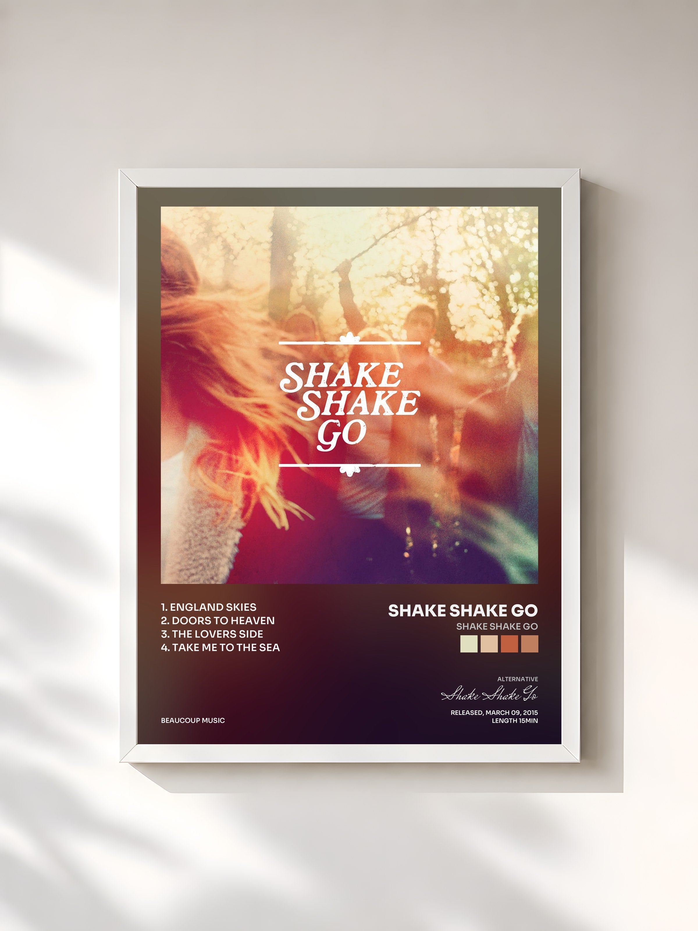 #blanc Tableau de l'album Shake Shake Go de Shake Shake Go, cadre blanc, imprimé et encadré en France