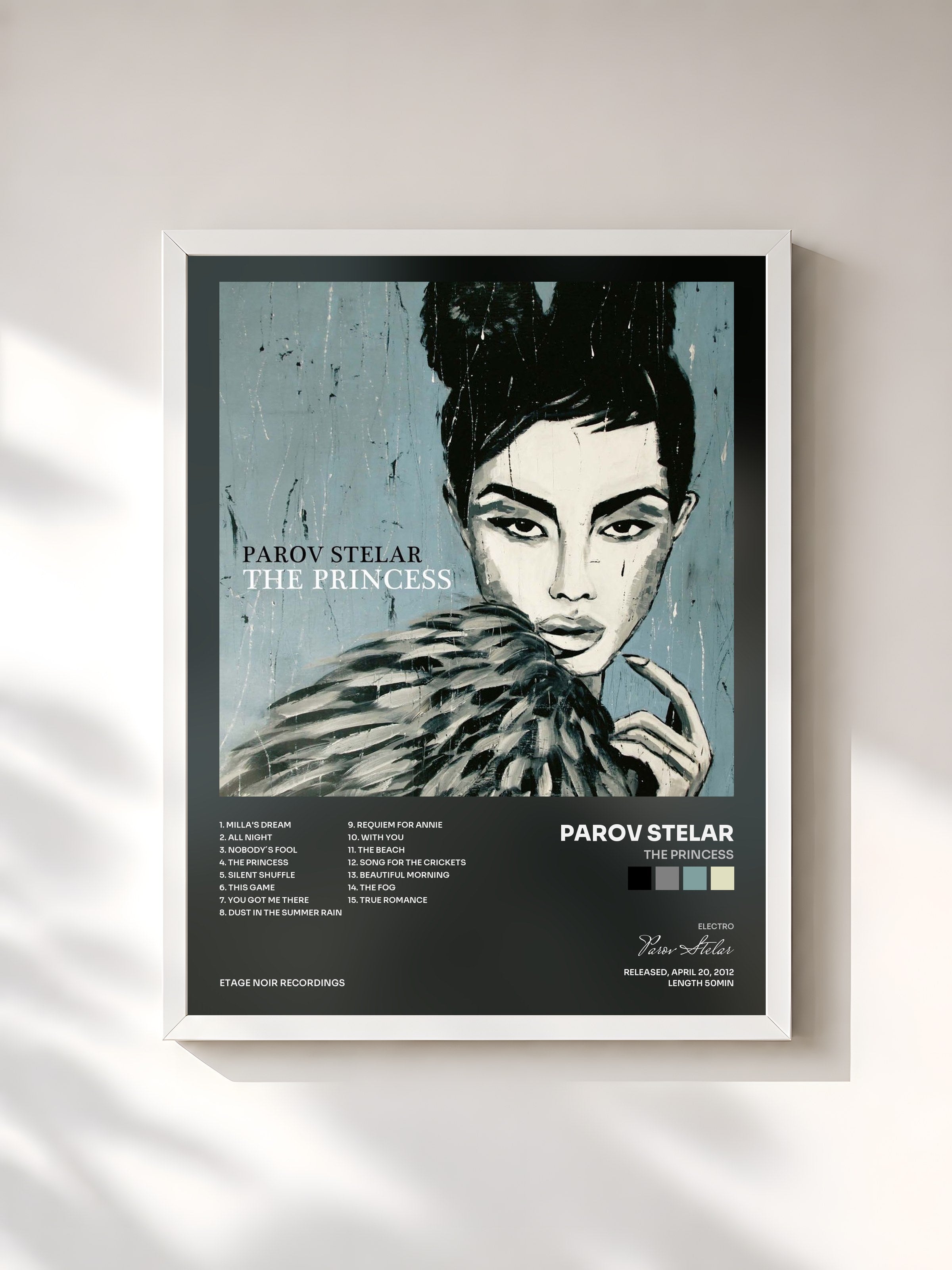 #blanc Tableau de l'album The Princess de Parov Stelar, cadre blanc, imprimé et encadré en France