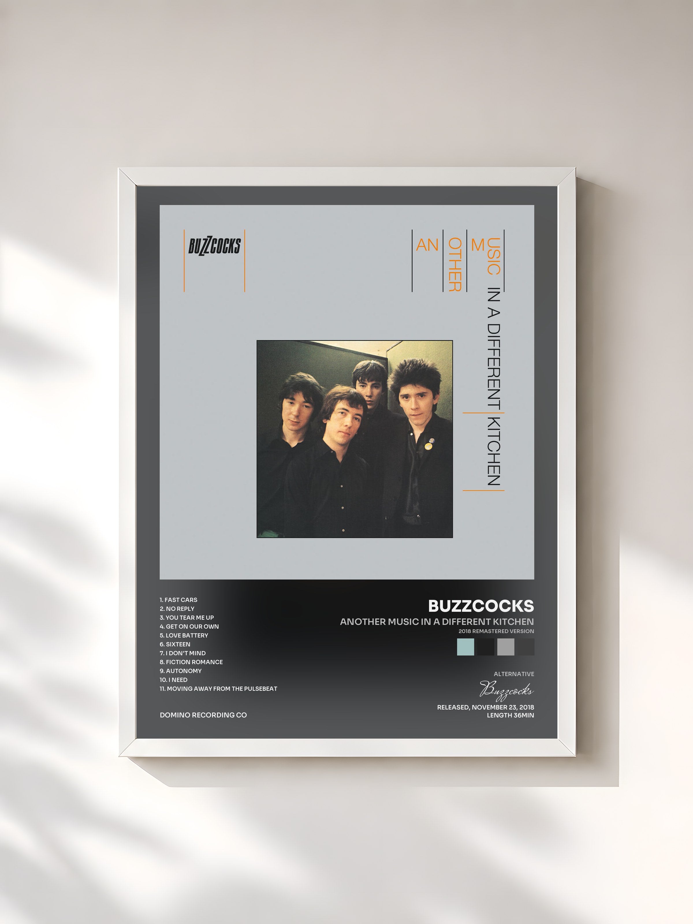 #blanc Tableau de l'album Another Music In A Different Kitchen (2018 Remastered Version) de Buzzcocks, cadre blanc, imprimé et encadré en France
