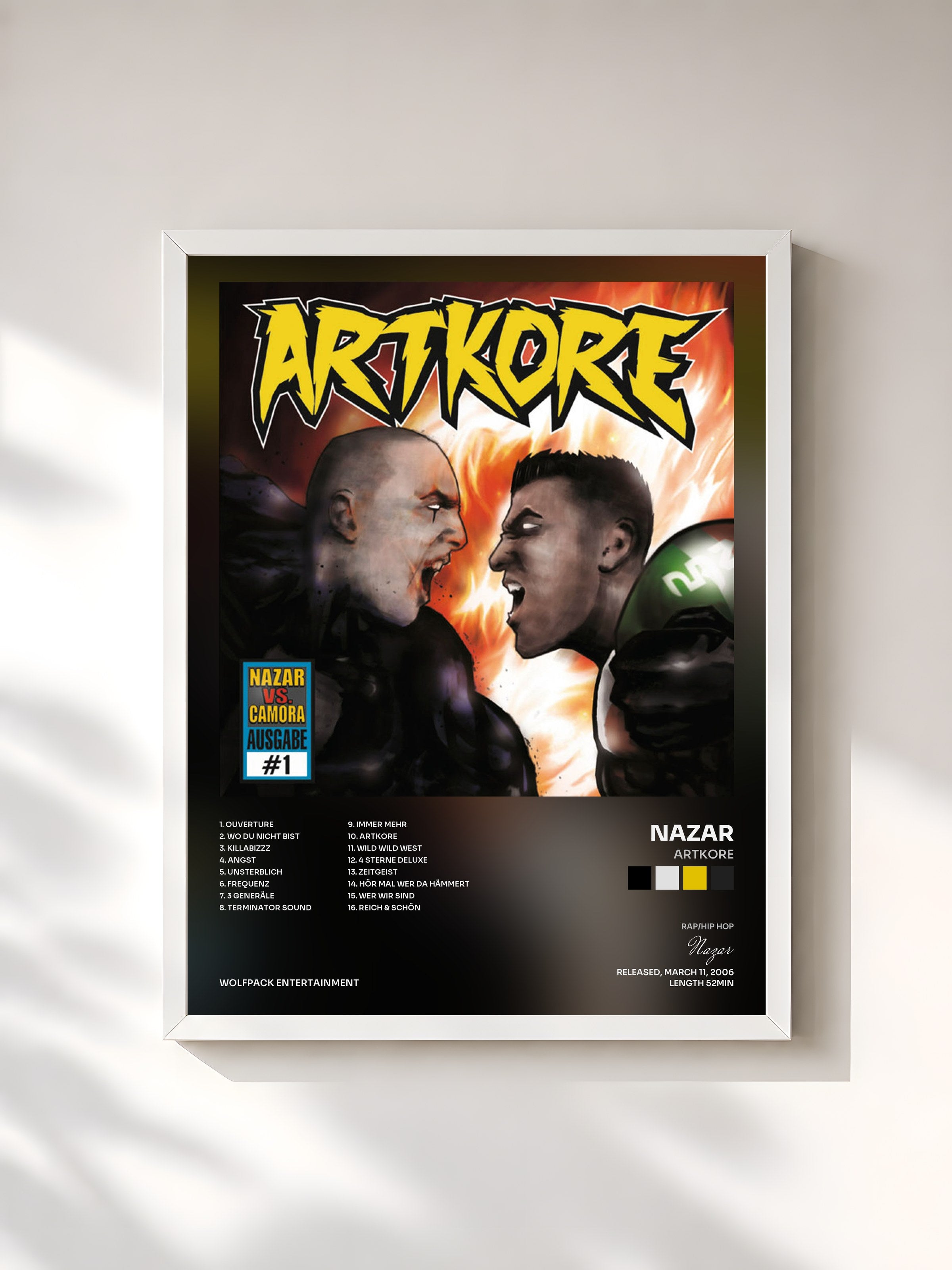 #blanc Tableau de l'album Artkore de Nazar, cadre blanc, imprimé et encadré en France