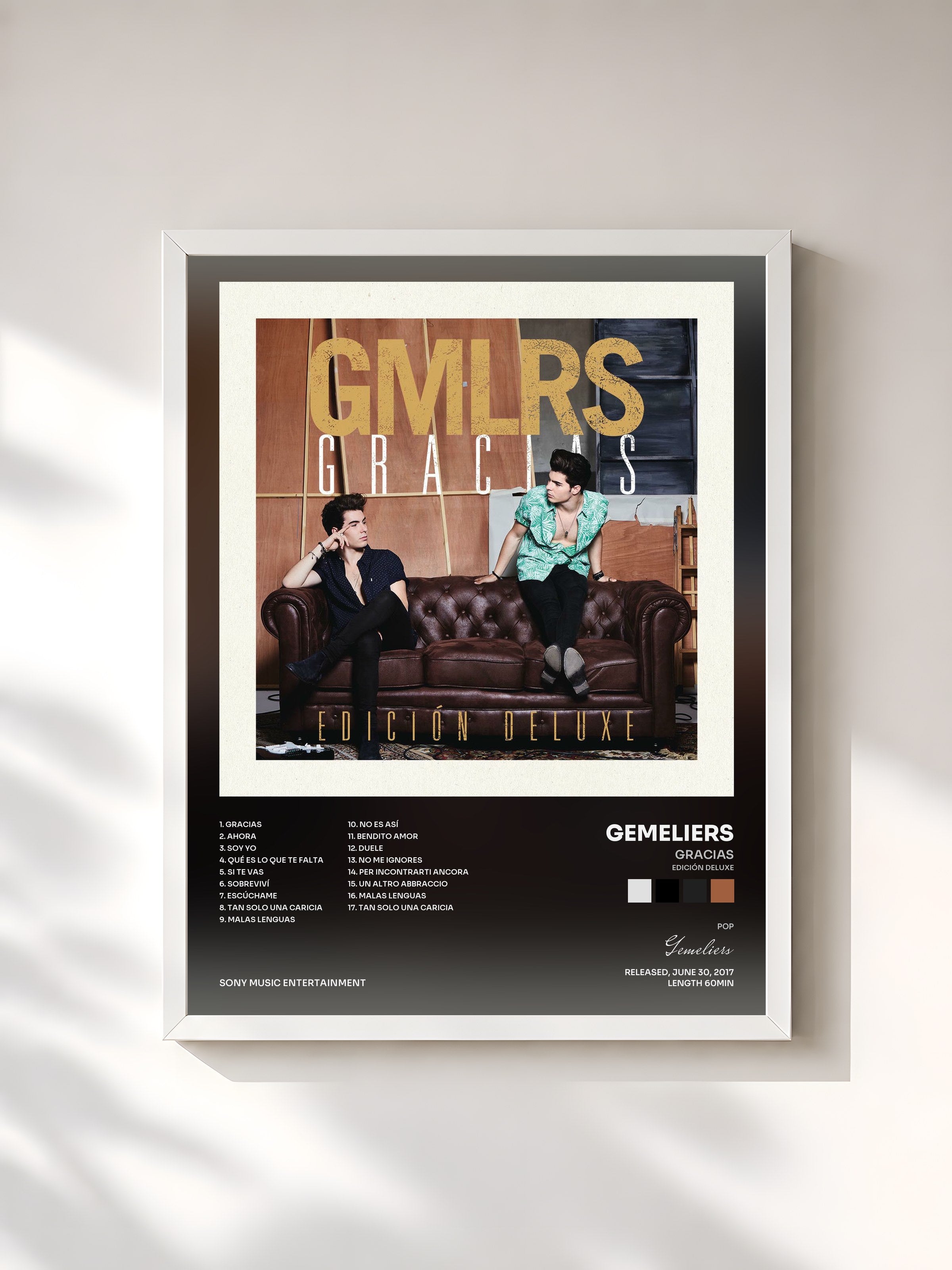 #blanc Tableau de l'album Gracias (Edición Deluxe) de Gemeliers, cadre blanc, imprimé et encadré en France
