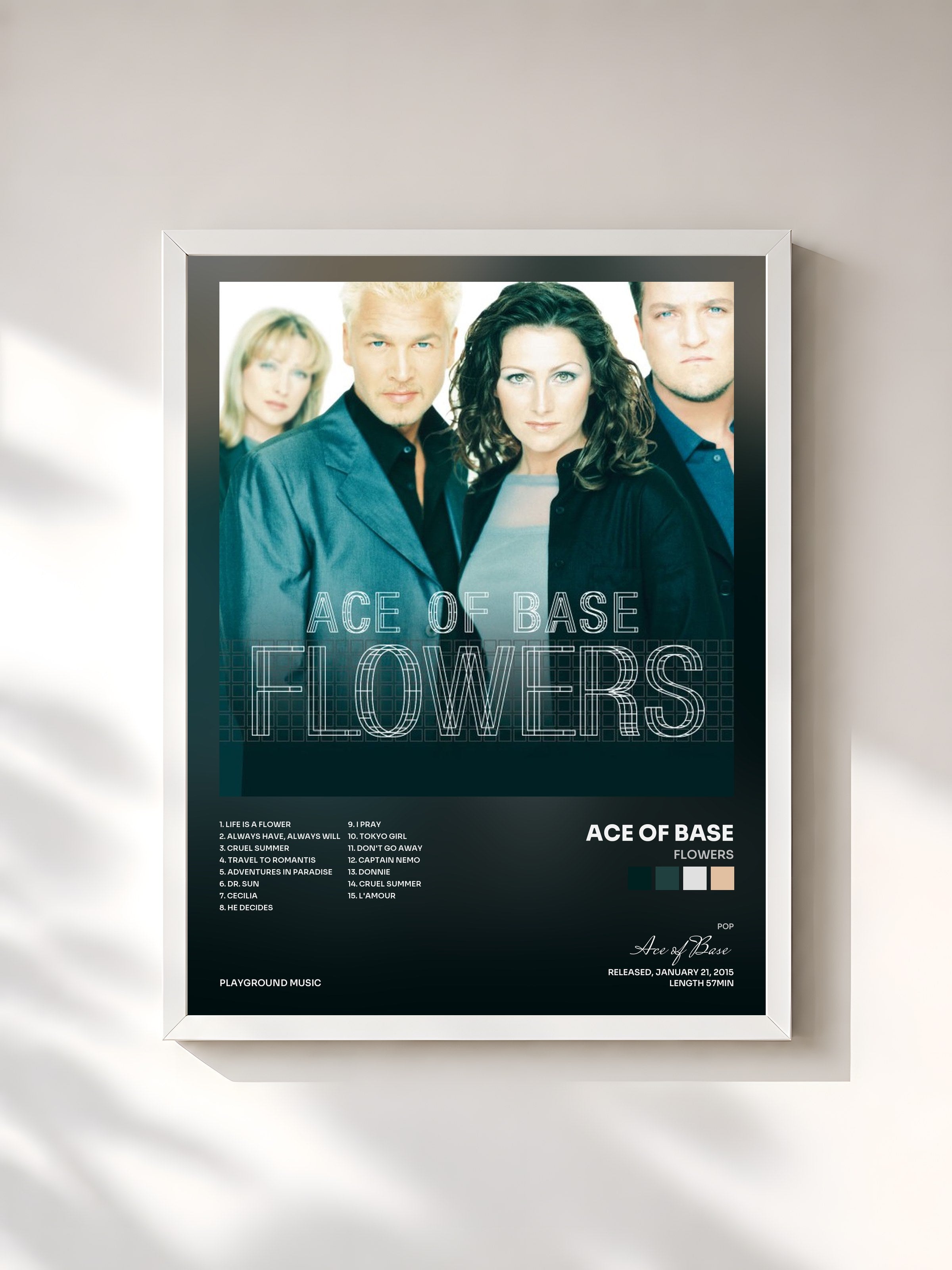 #blanc Tableau de l'album Flowers de Ace of Base, cadre blanc, imprimé et encadré en France
