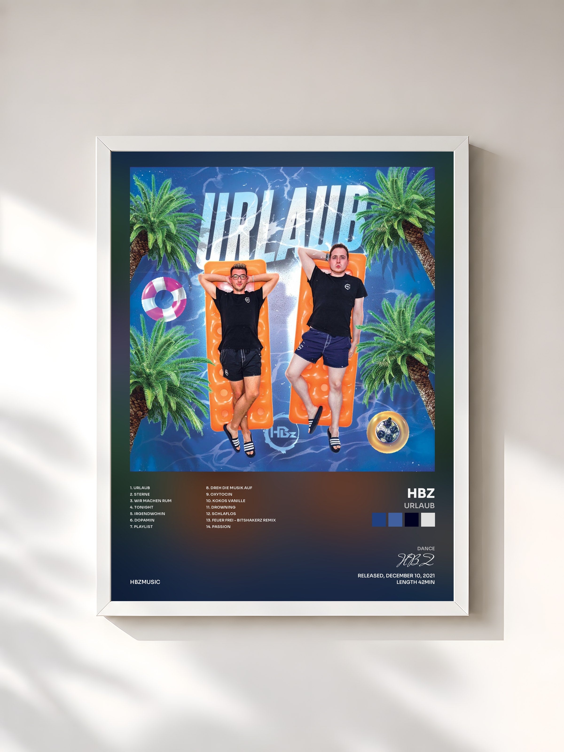 #blanc Tableau de l'album Urlaub de HBZ, cadre blanc, imprimé et encadré en France