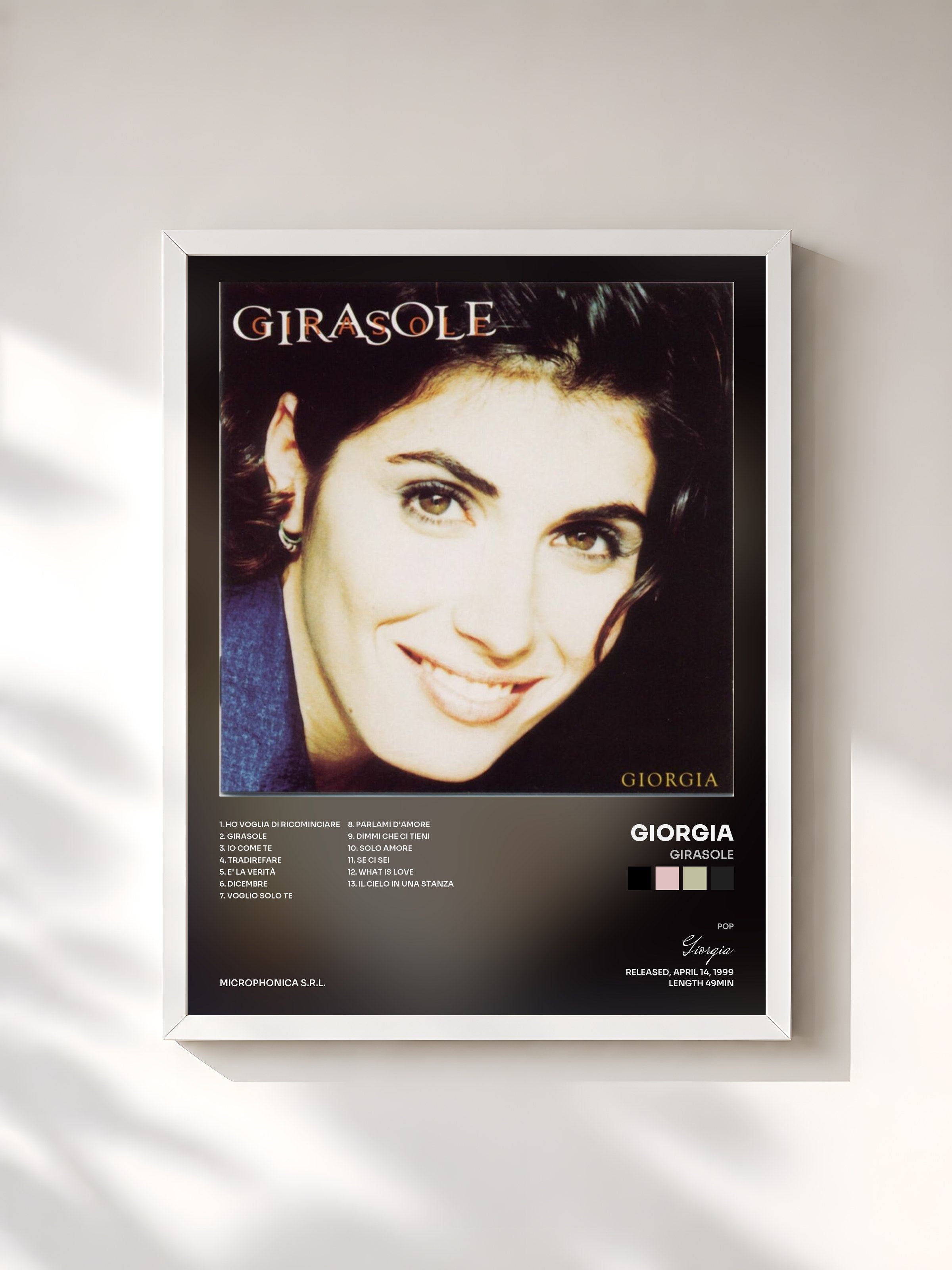 #blanc Tableau de l'album Girasole de Giorgia, cadre blanc, imprimé et encadré en France