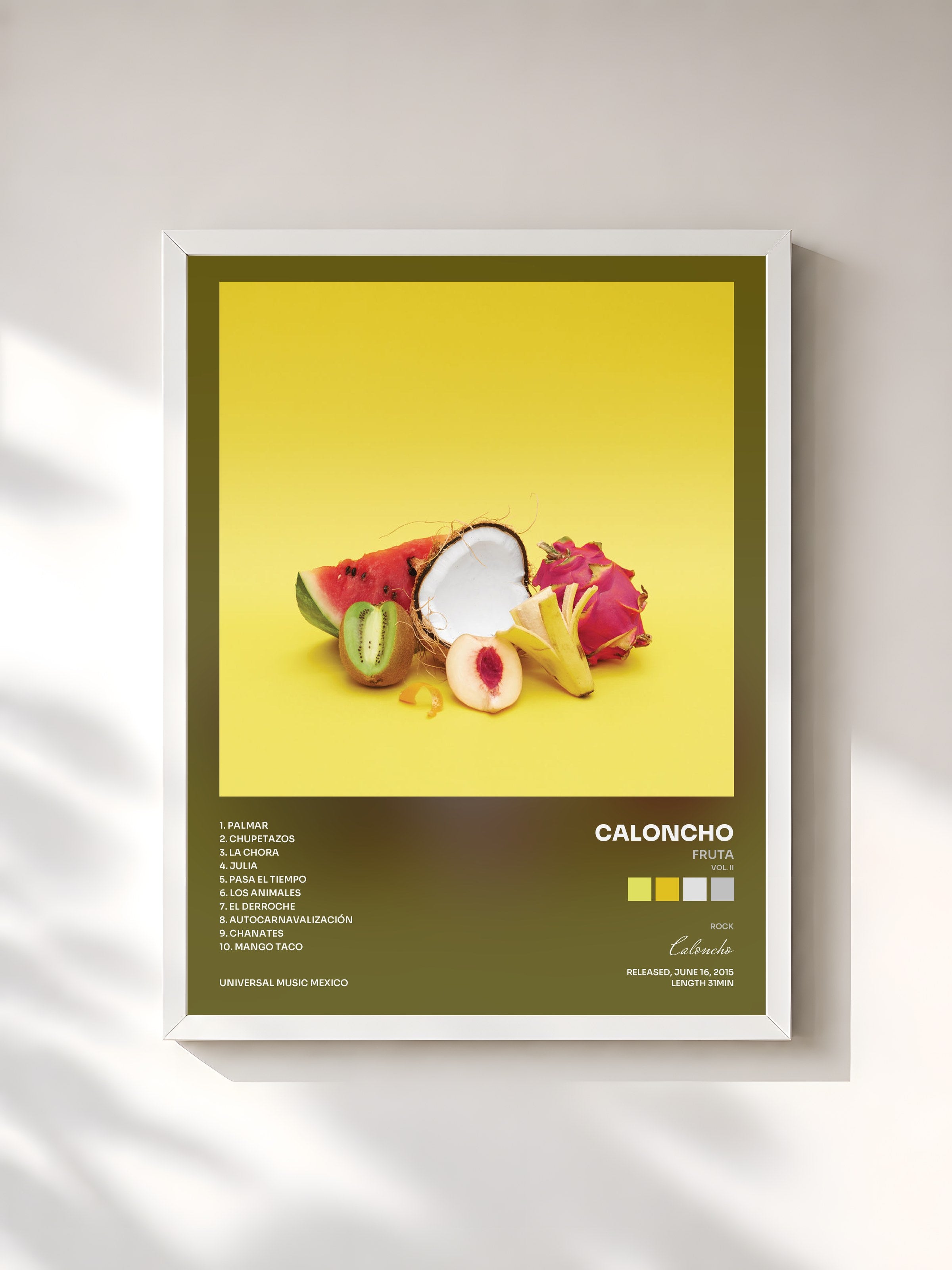 #blanc Tableau de l'album Fruta (Vol. II) de Caloncho, cadre blanc, imprimé et encadré en France