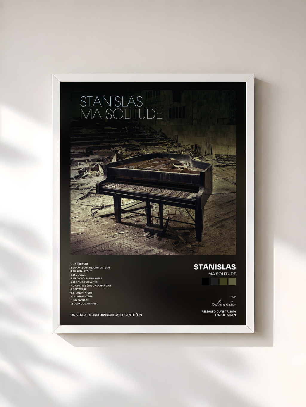 #blanc Ma solitude by Stanislas as a framed art print, white frame, printed and framed in France