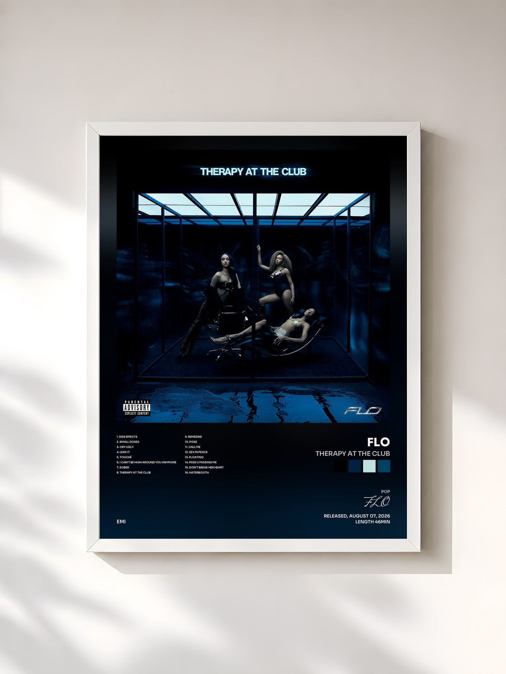 #blanc THERAPY AT THE CLUB by FLO as a framed art print, white frame, printed and framed in France