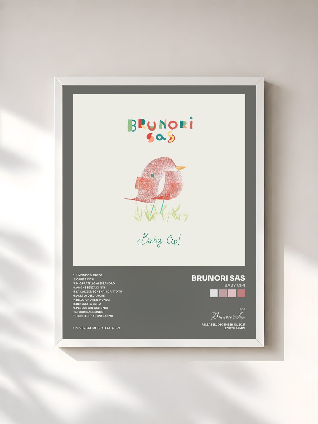 #blanc Baby Cip! de Brunori Sas en lámina enmarcada, marco blanco, impresa y enmarcada en Francia