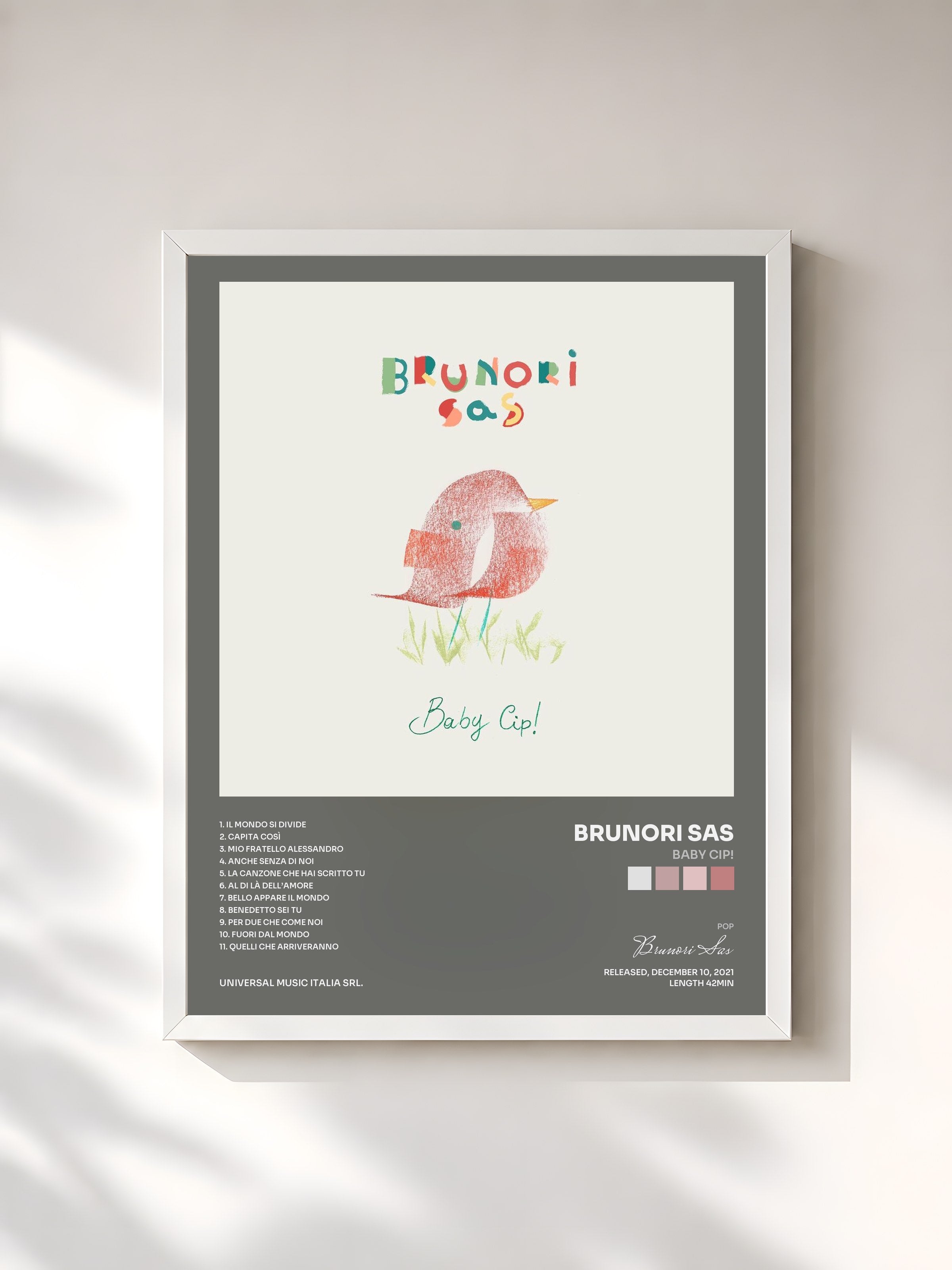 #blanc Tableau de l'album Baby Cip! de Brunori Sas, cadre blanc, imprimé et encadré en France