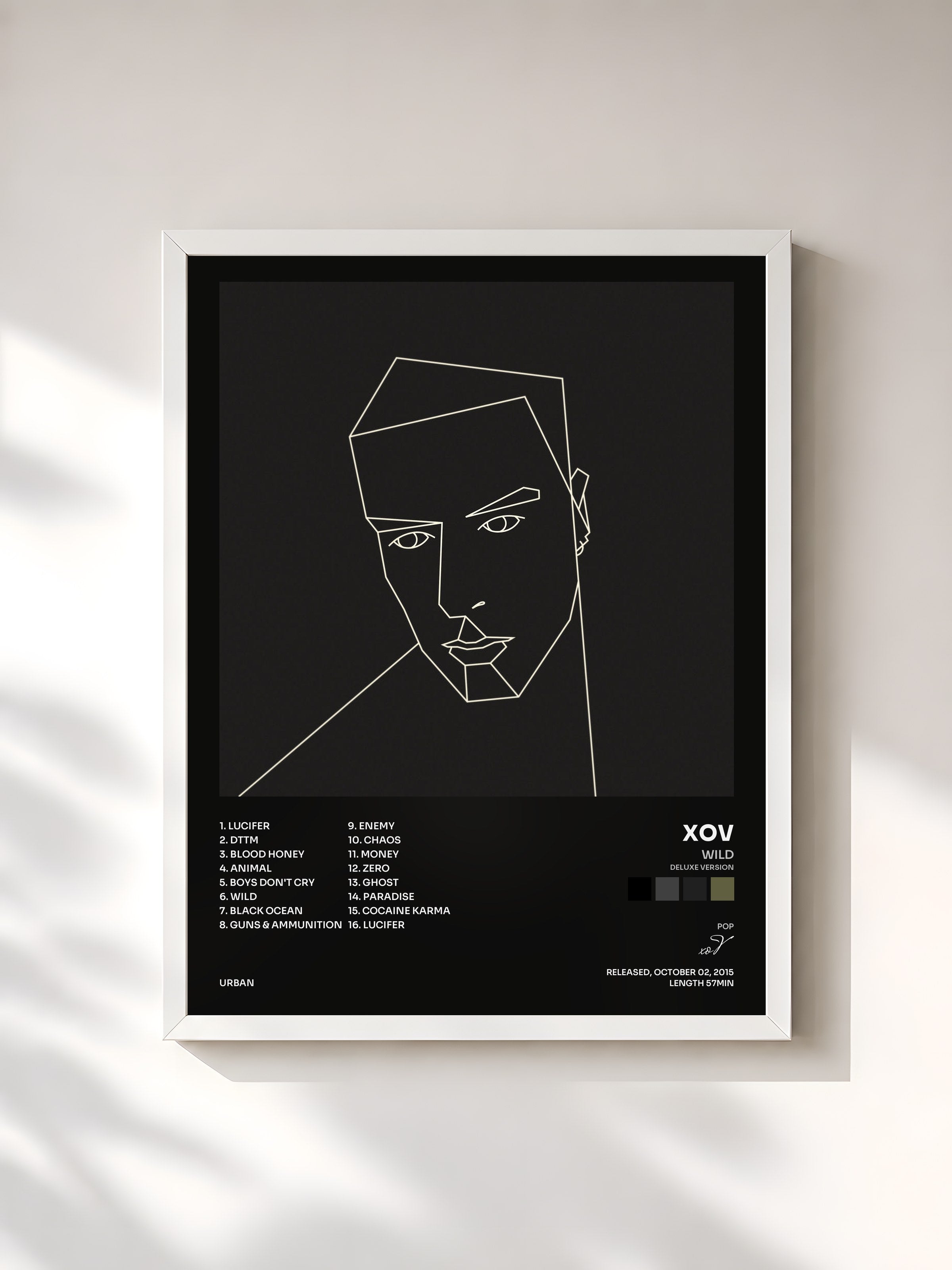 #blanc Tableau de l'album Wild (Deluxe Version) de xoV, cadre blanc, imprimé et encadré en France