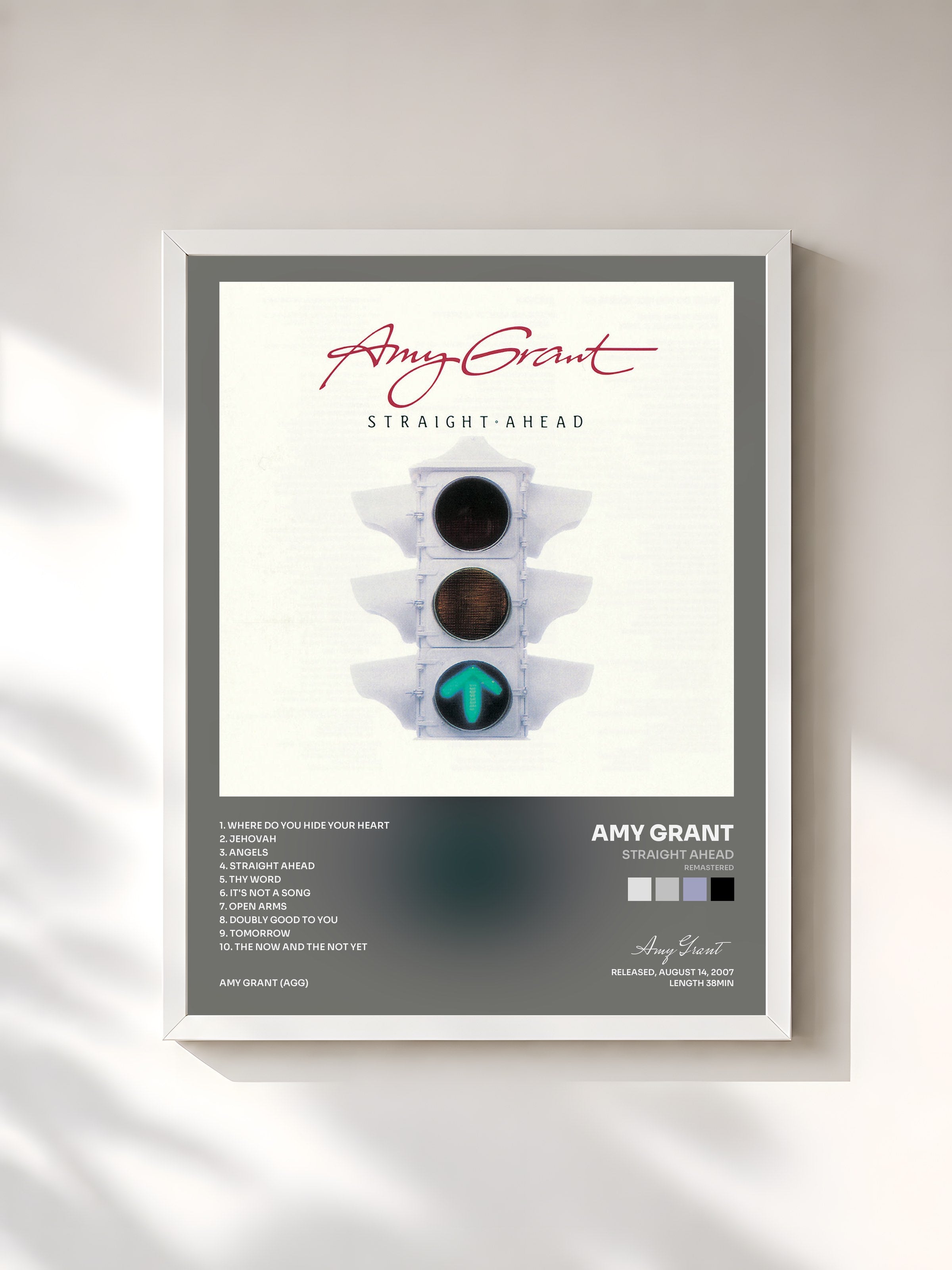 #blanc Tableau de l'album Straight Ahead (Remastered) de Amy Grant, cadre blanc, imprimé et encadré en France