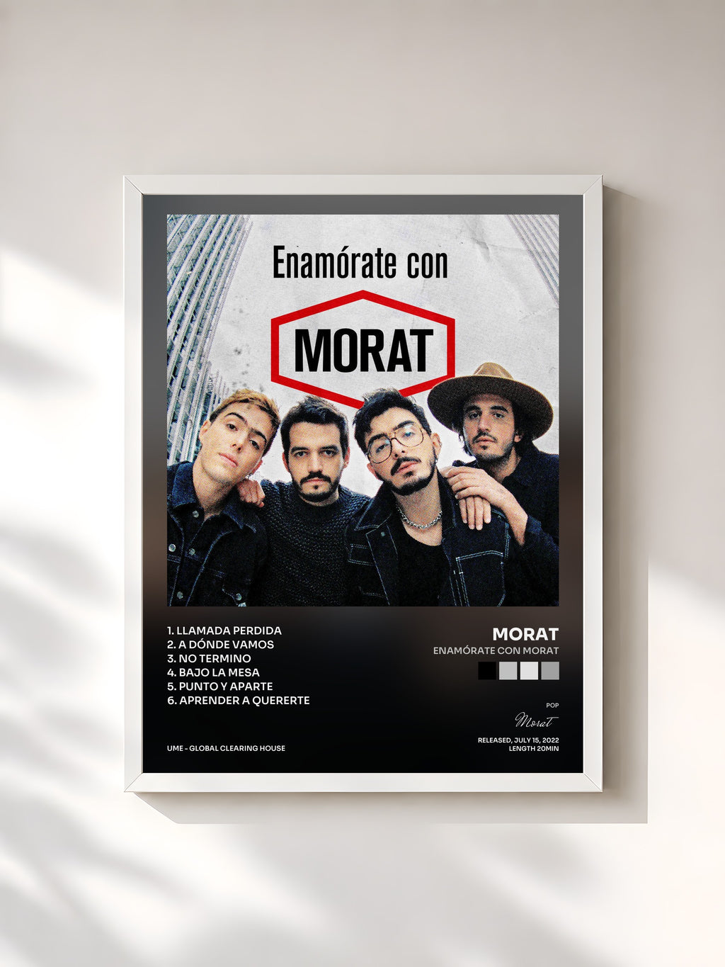 #blanc Tableau de l'album Enamórate con MORAT de Morat, cadre blanc, imprimé et encadré en France
