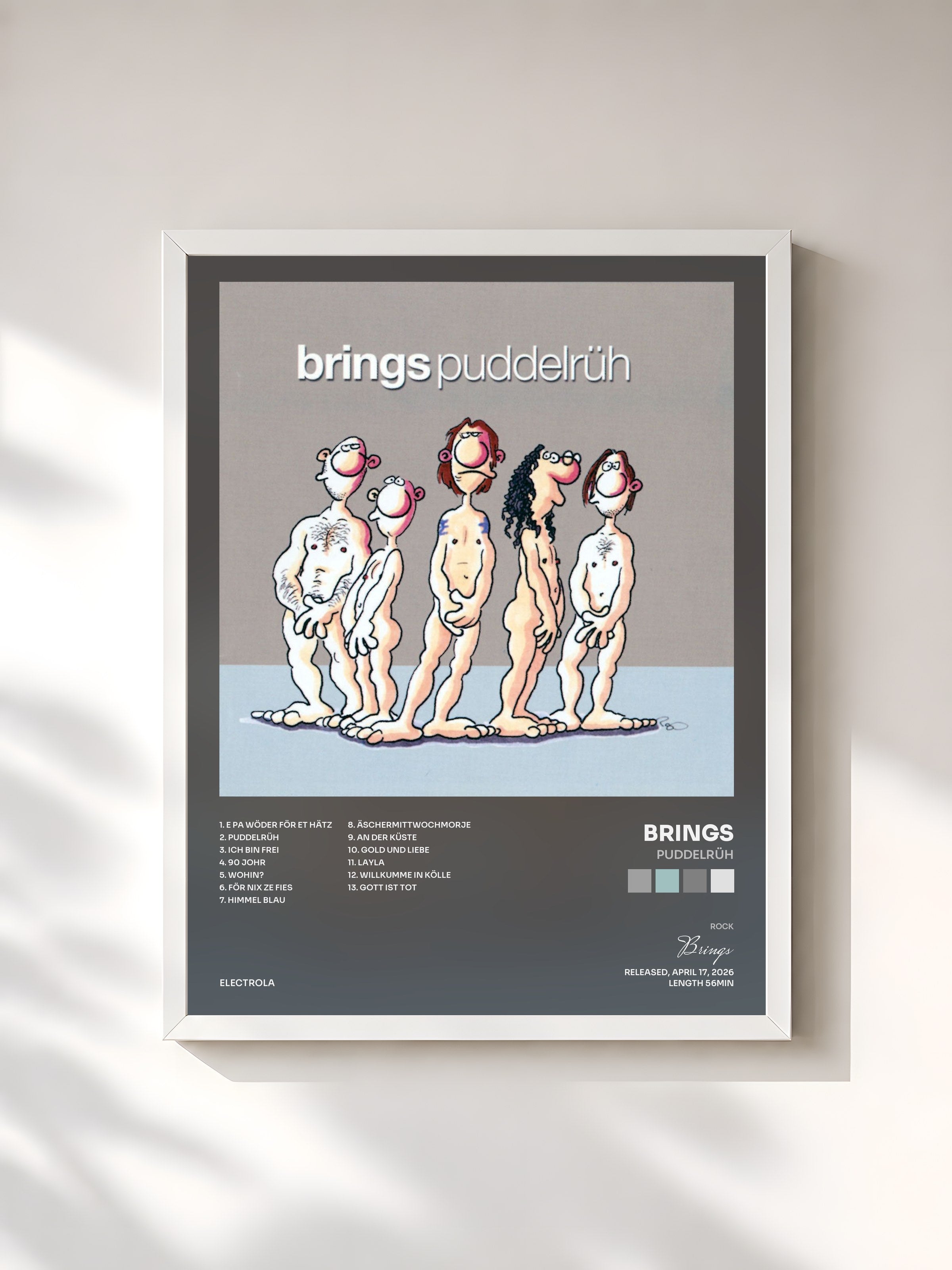 #blanc Tableau de l'album Puddelrüh de Brings, cadre blanc, imprimé et encadré en France