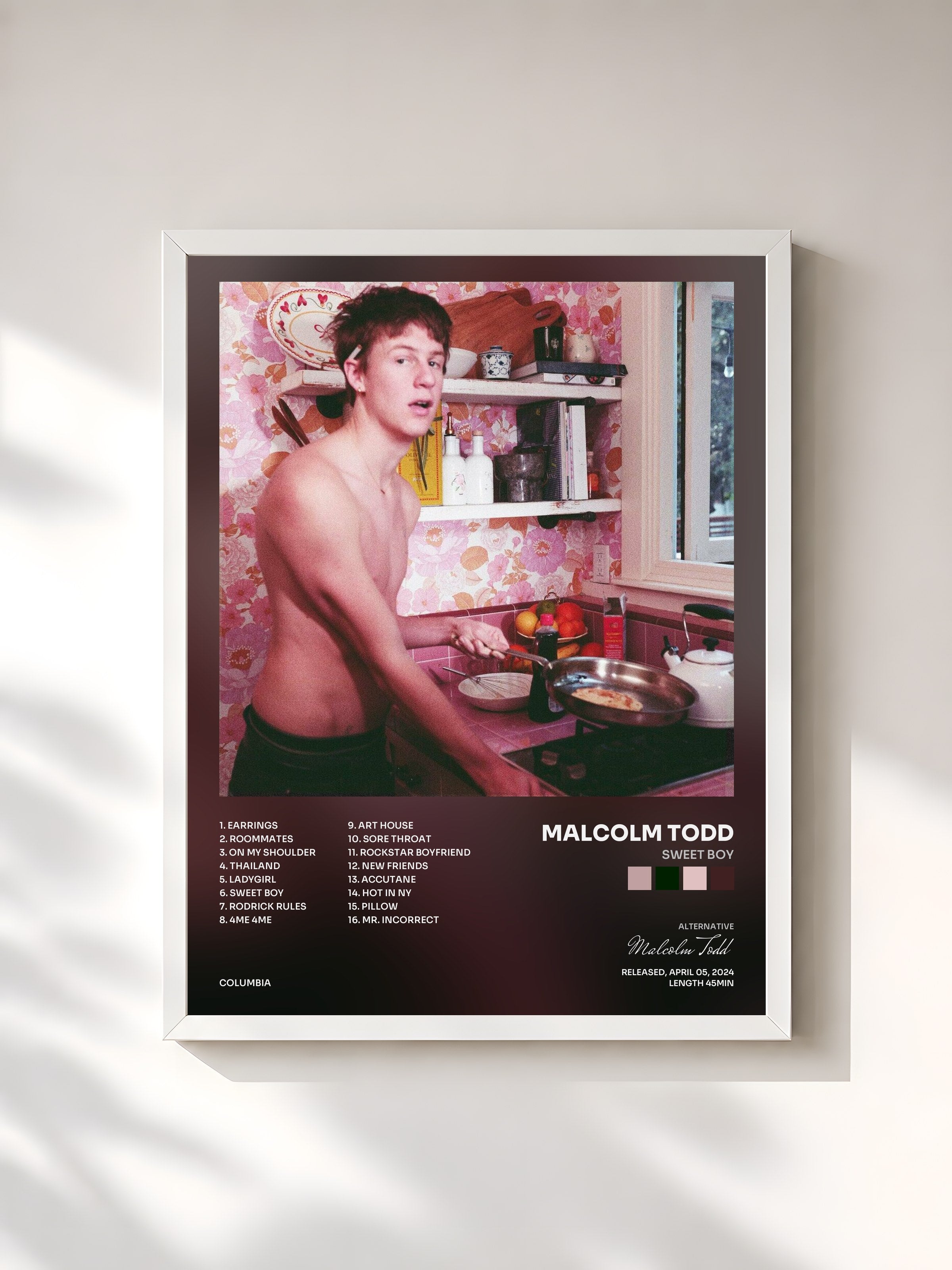 #blanc Tableau de l'album Sweet Boy de Malcolm Todd, cadre blanc, imprimé et encadré en France
