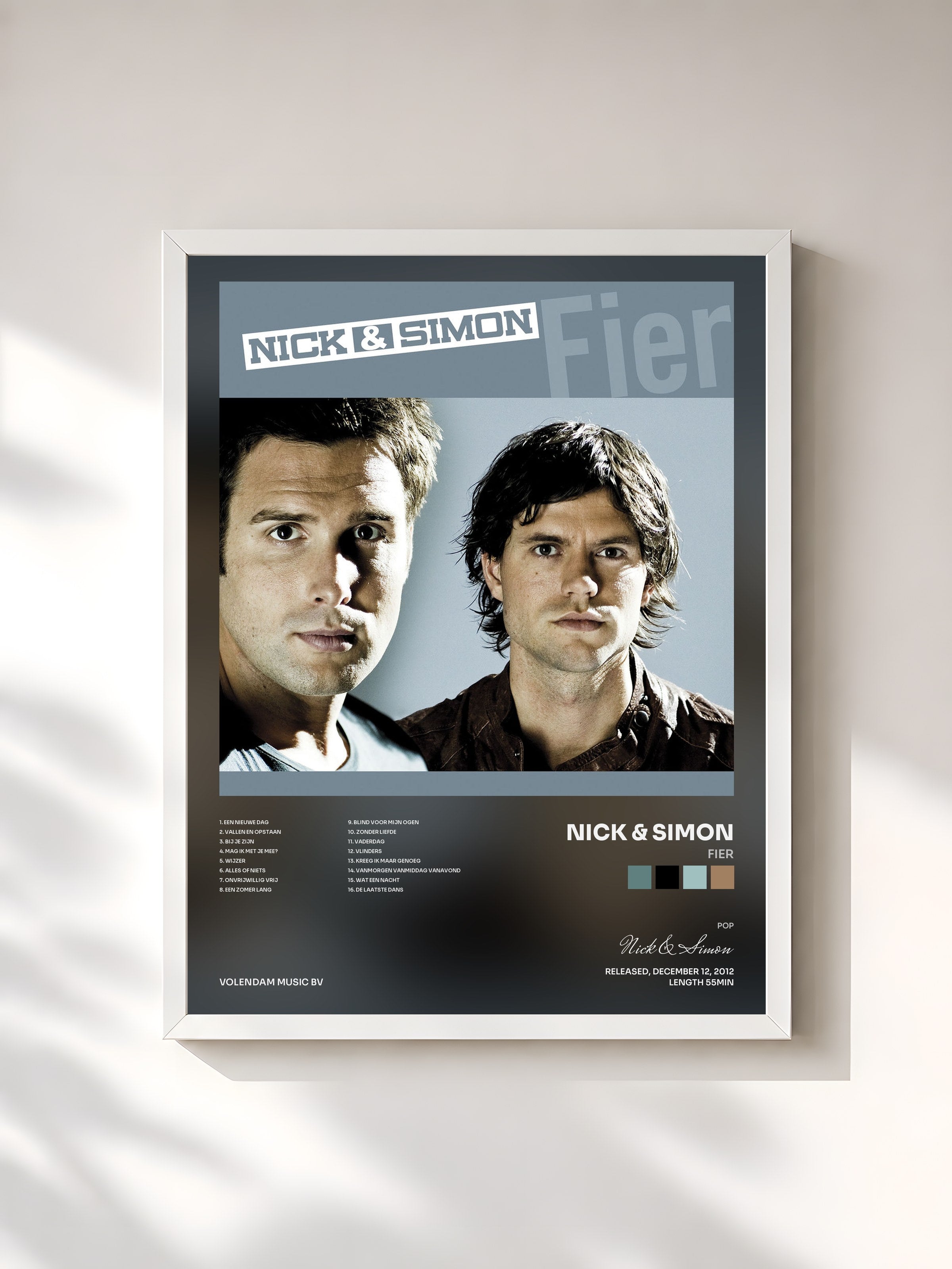 #blanc Tableau de l'album Fier de Nick & Simon, cadre blanc, imprimé et encadré en France