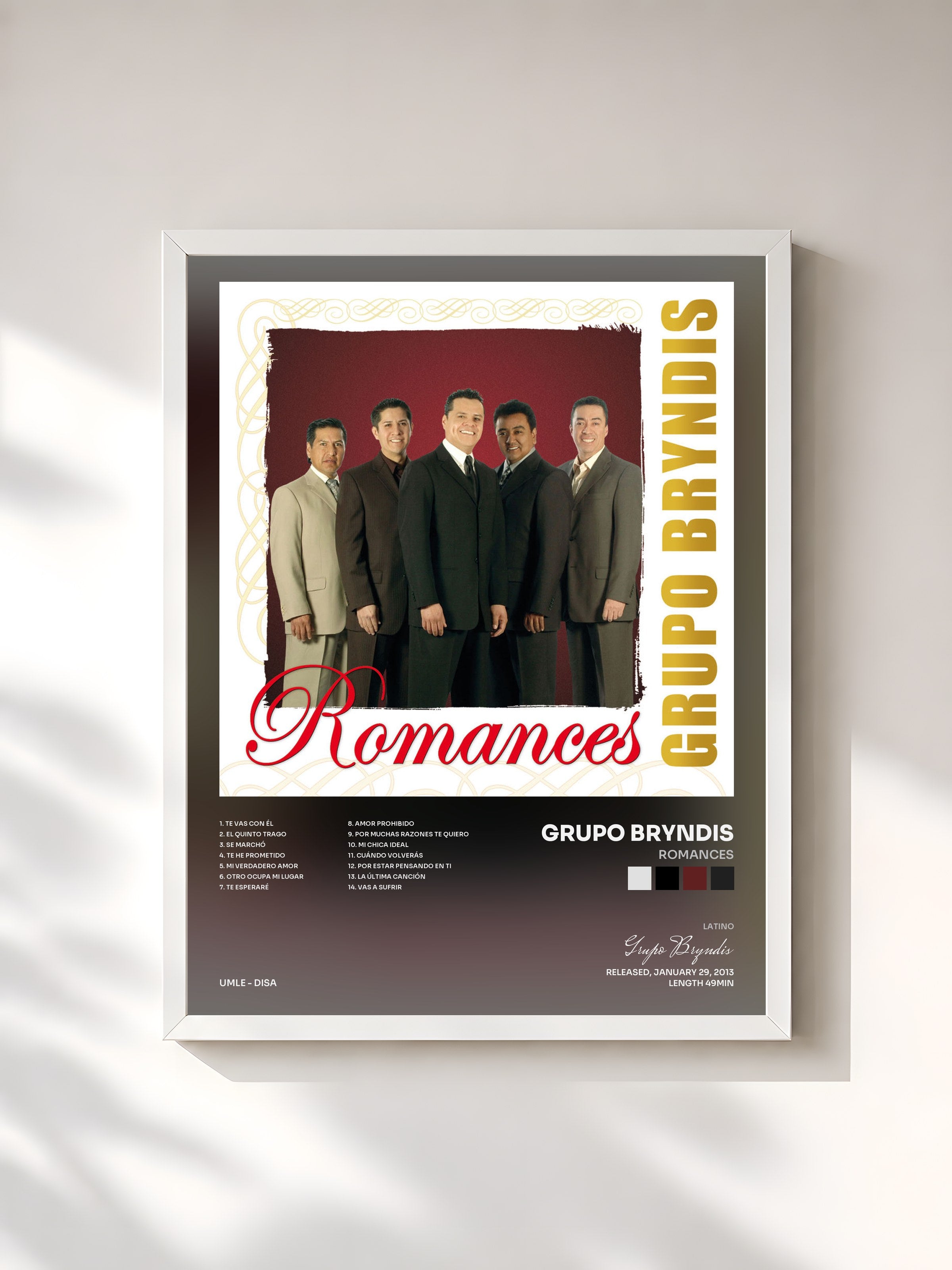 #blanc Tableau de l'album Romances de Grupo Bryndis, cadre blanc, imprimé et encadré en France
