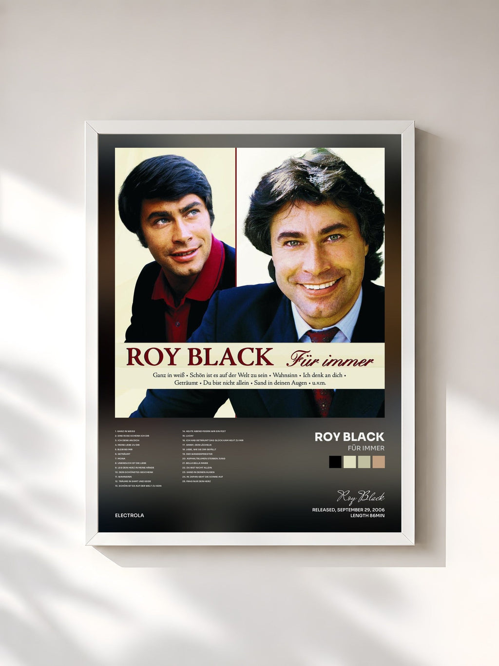 #blanc Für immer di Roy Black in stampa incorniciata, cornice bianca, stampata e incorniciata in Francia