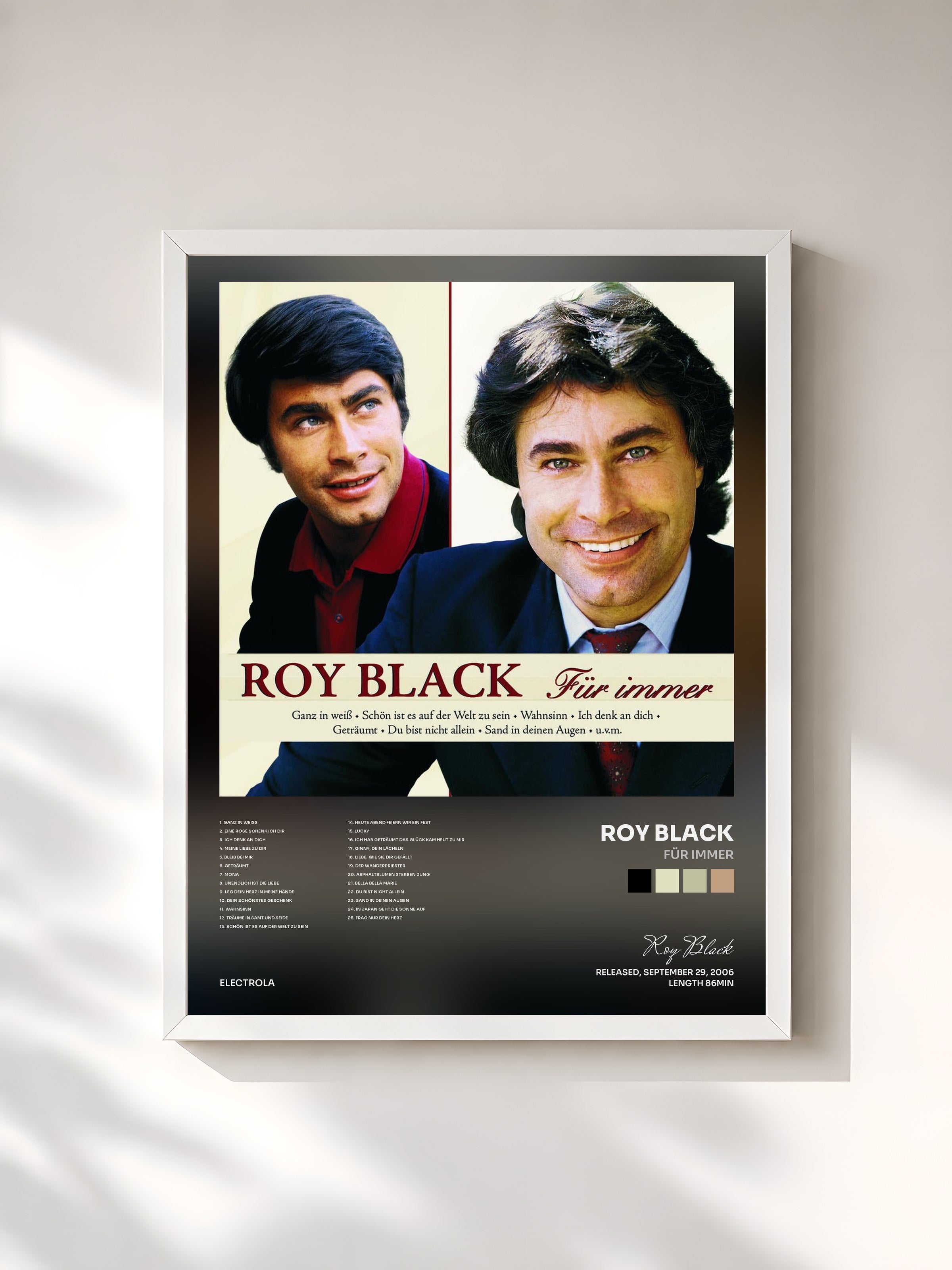 #blanc Tableau de l'album Für immer de Roy Black, cadre blanc, imprimé et encadré en France