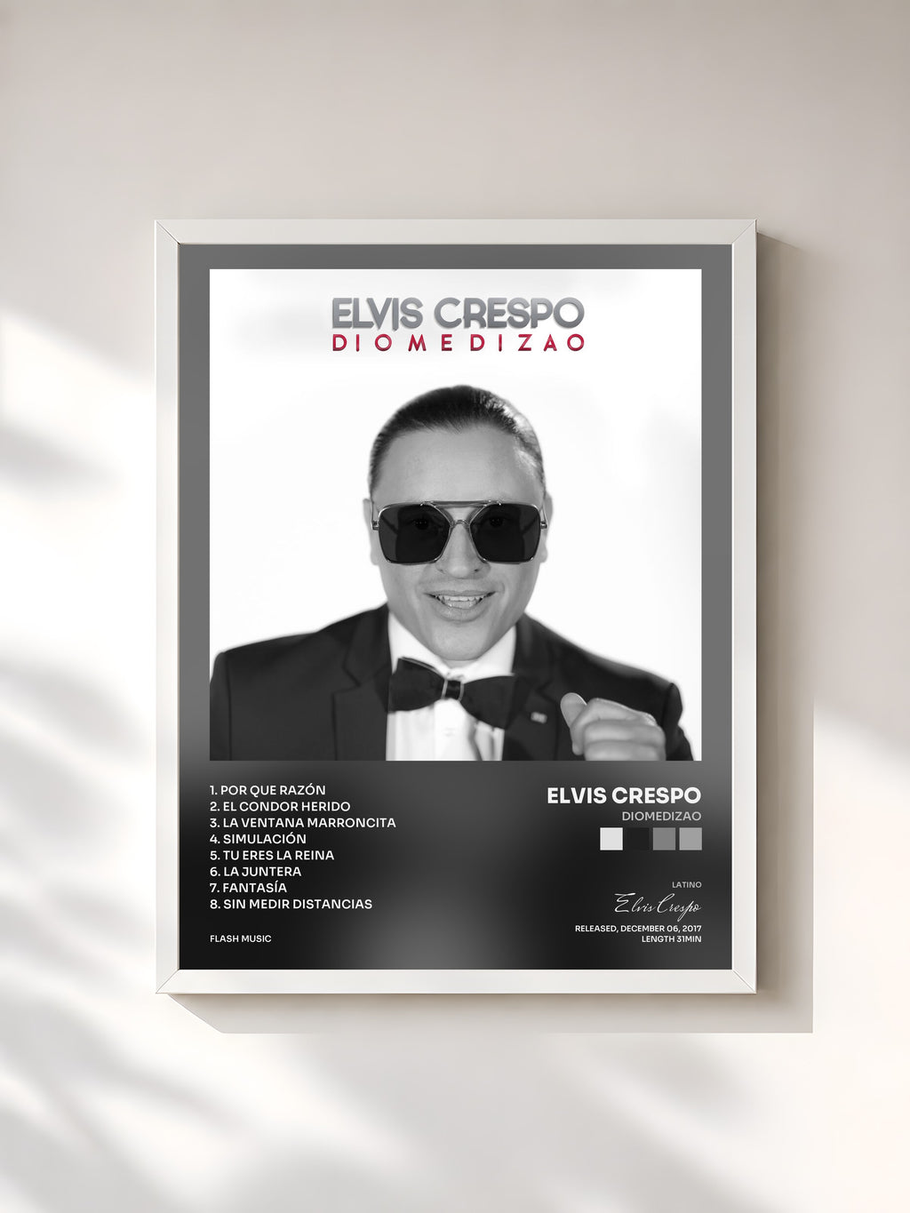 #blanc Diomedizao by Elvis Crespo as a framed art print, white frame, printed and framed in France
