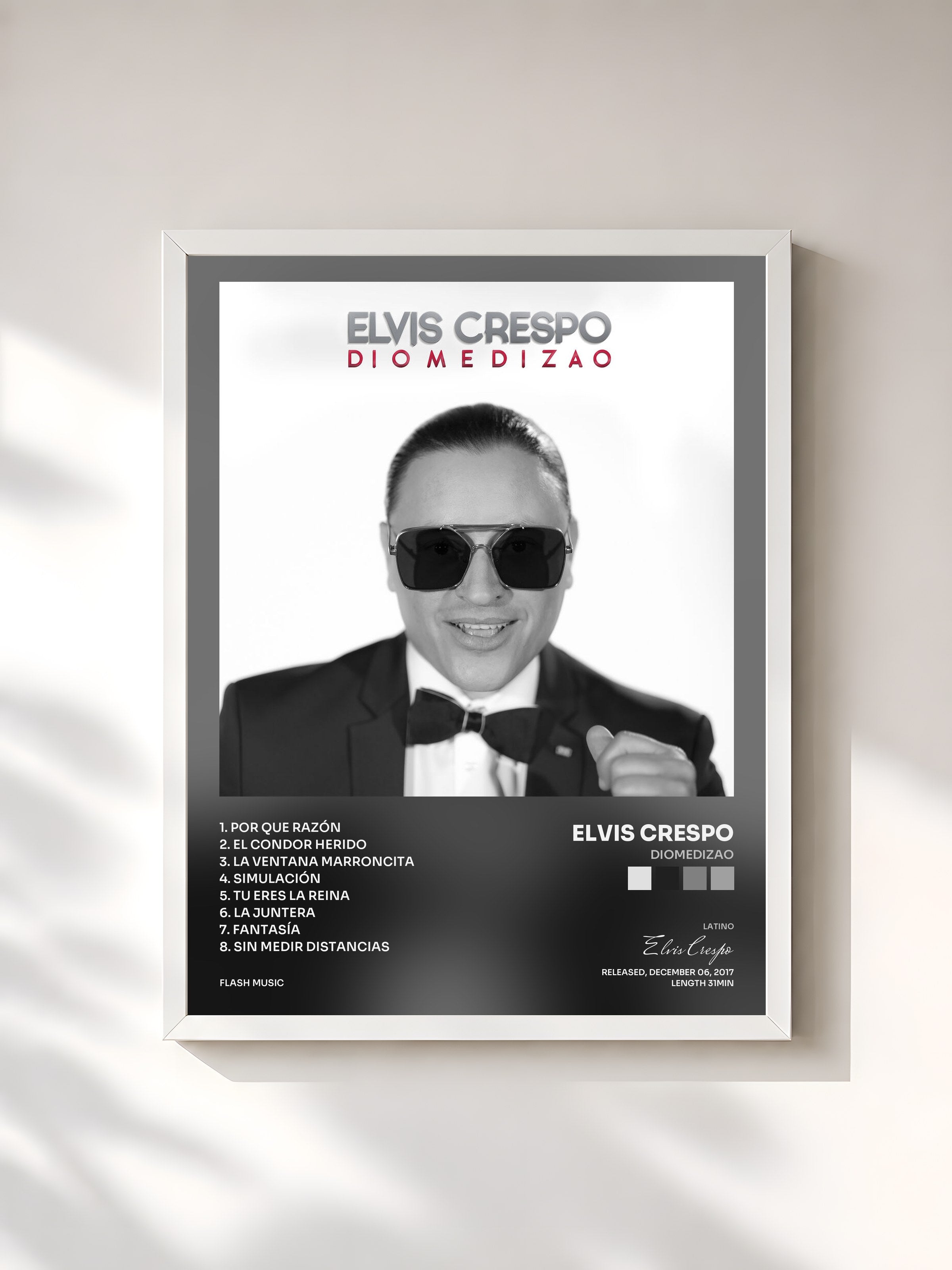 #blanc Tableau de l'album Diomedizao de Elvis Crespo, cadre blanc, imprimé et encadré en France