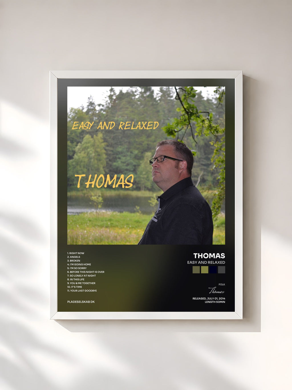 #blanc Tableau de l'album Easy and Relaxed de Thomas, cadre blanc, imprimé et encadré en France