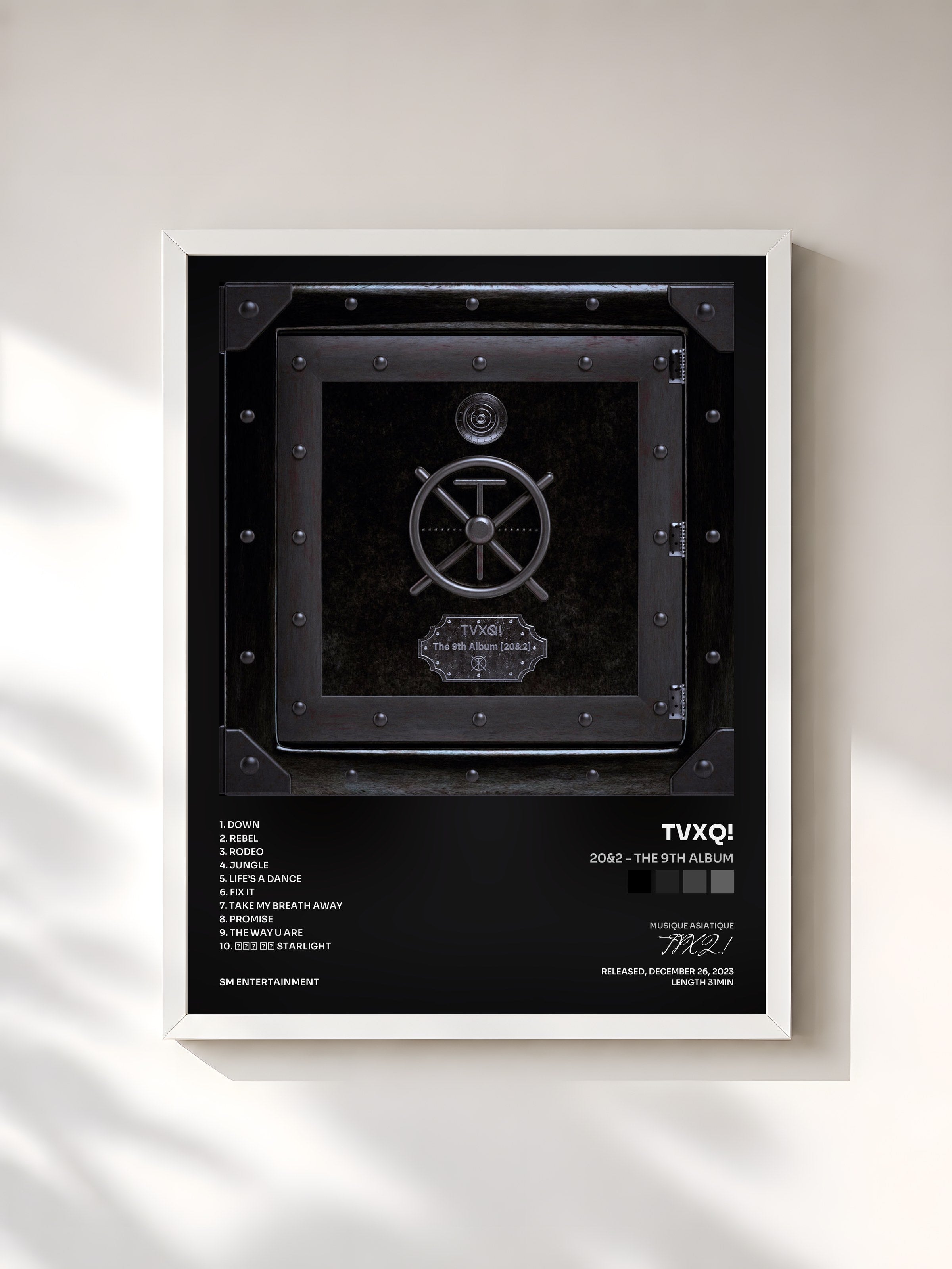 #blanc Tableau de l'album 20&2 - The 9th Album de TVXQ!, cadre blanc, imprimé et encadré en France