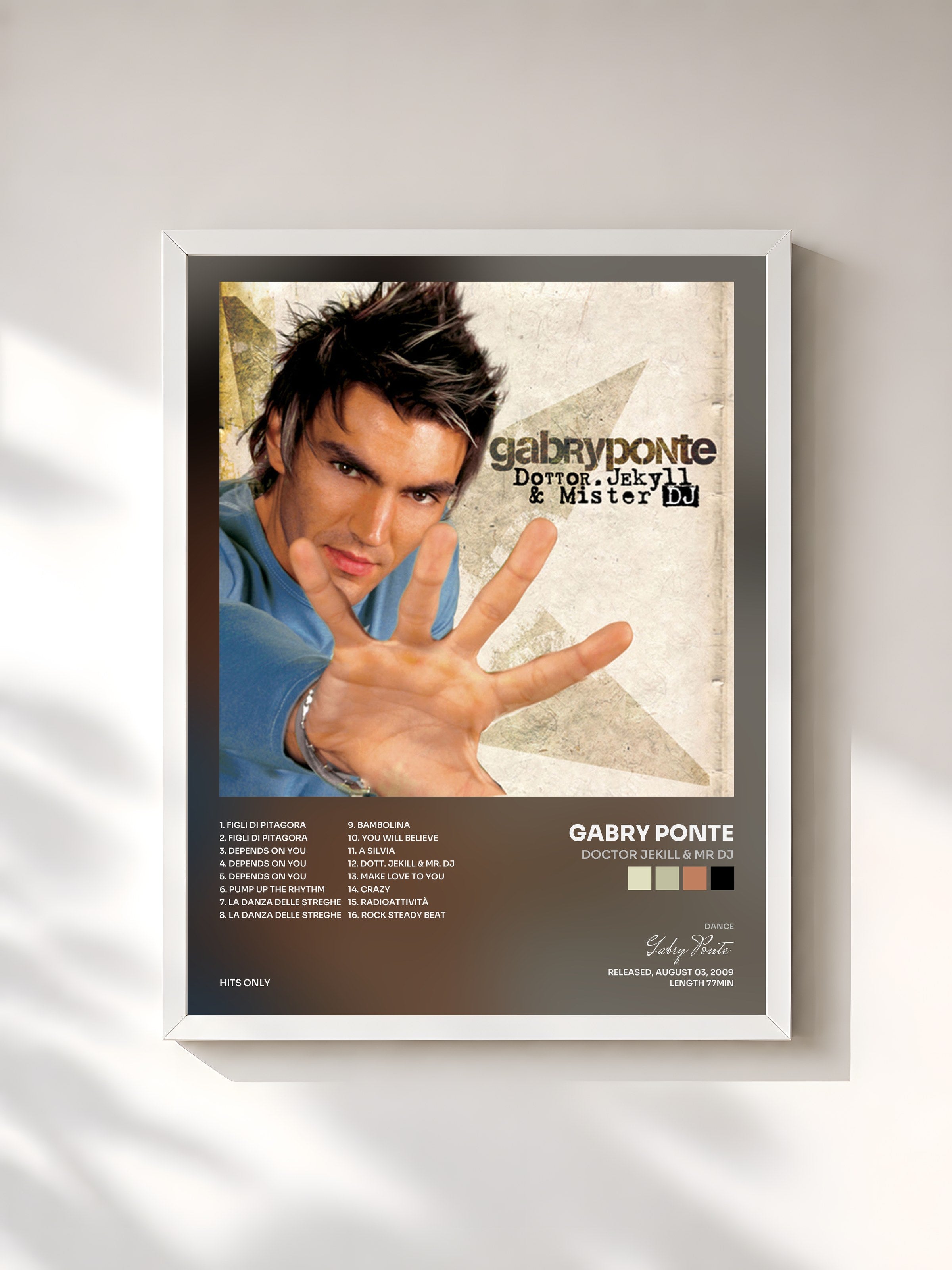 #blanc Tableau de l'album Doctor Jekill & Mr DJ de Gabry Ponte, cadre blanc, imprimé et encadré en France