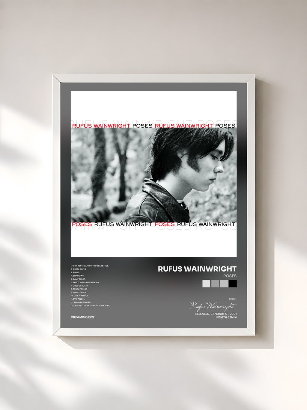 #blanc Poses von Rufus Wainwright als gerahmter Kunstdruck, weißer Rahmen, gedruckt und gerahmt in Frankreich
