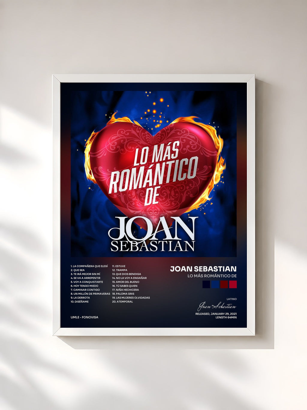 #blanc Lo Más Romántico De von Joan Sebastian als gerahmter Kunstdruck, weißer Rahmen, gedruckt und gerahmt in Frankreich