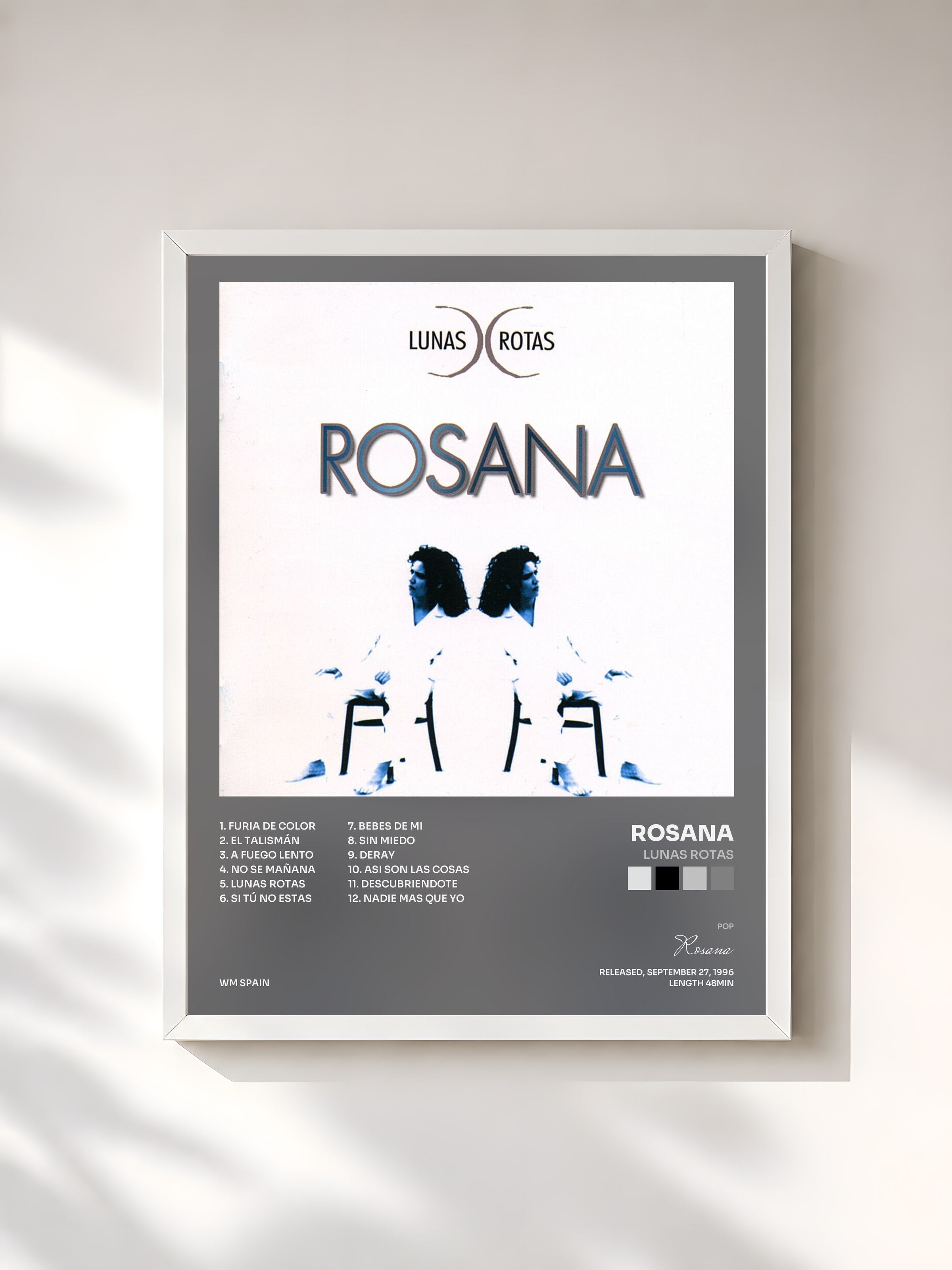 #blanc Tableau de l'album Lunas Rotas de Rosana, cadre blanc, imprimé et encadré en France