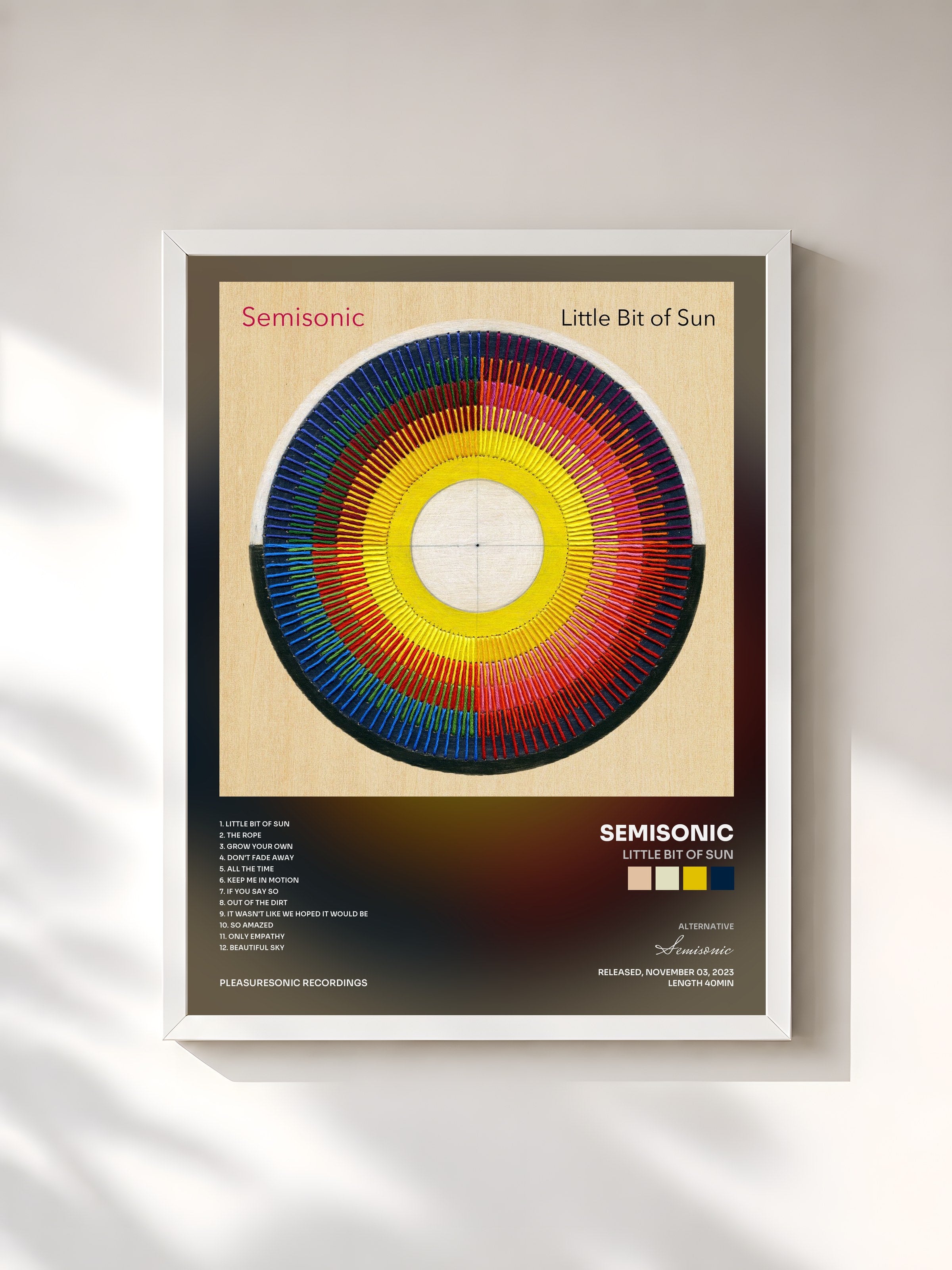 #blanc Tableau de l'album Little Bit of Sun de Semisonic, cadre blanc, imprimé et encadré en France