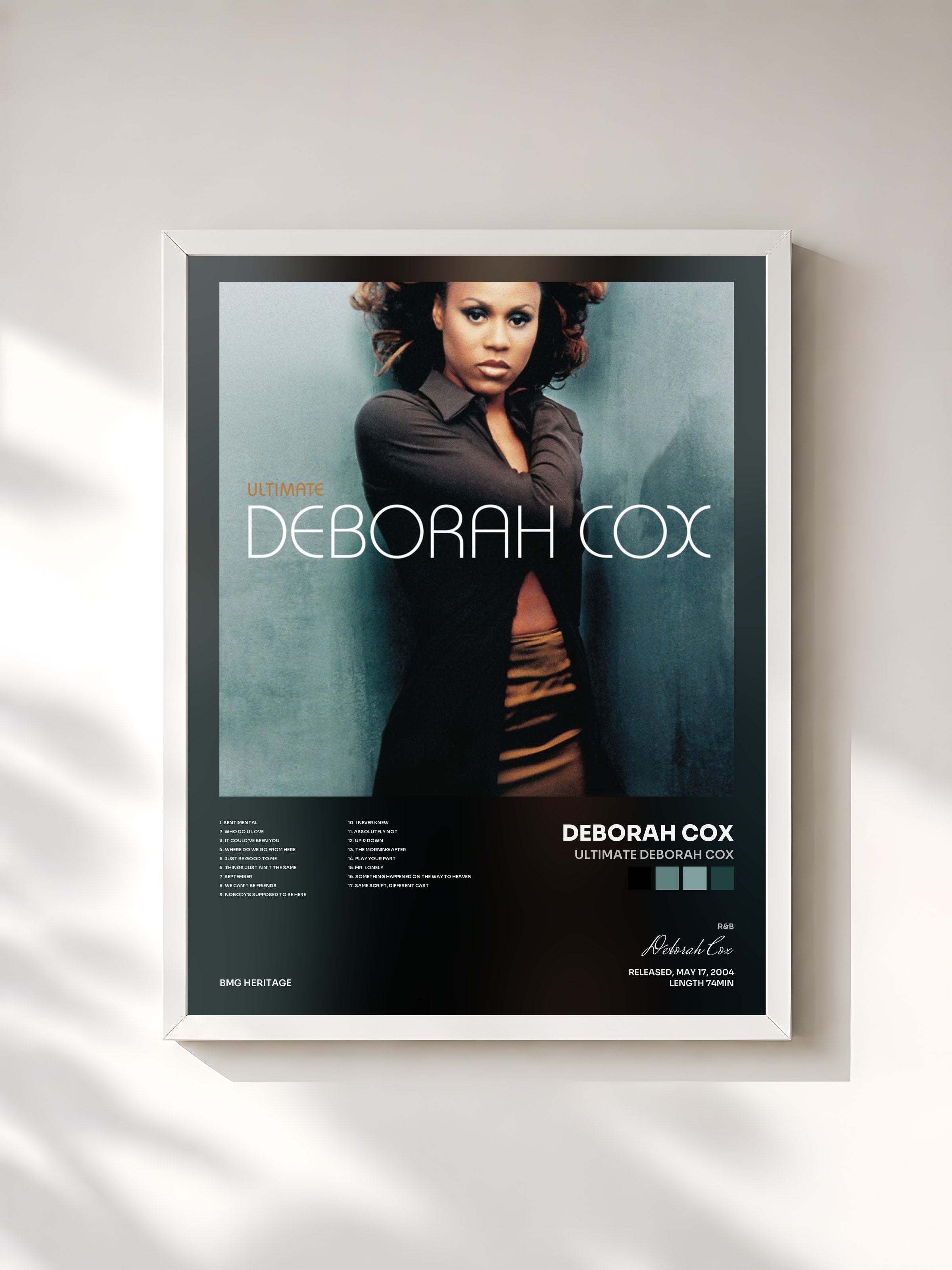 #blanc Tableau de l'album Ultimate Deborah Cox de Deborah Cox, cadre blanc, imprimé et encadré en France