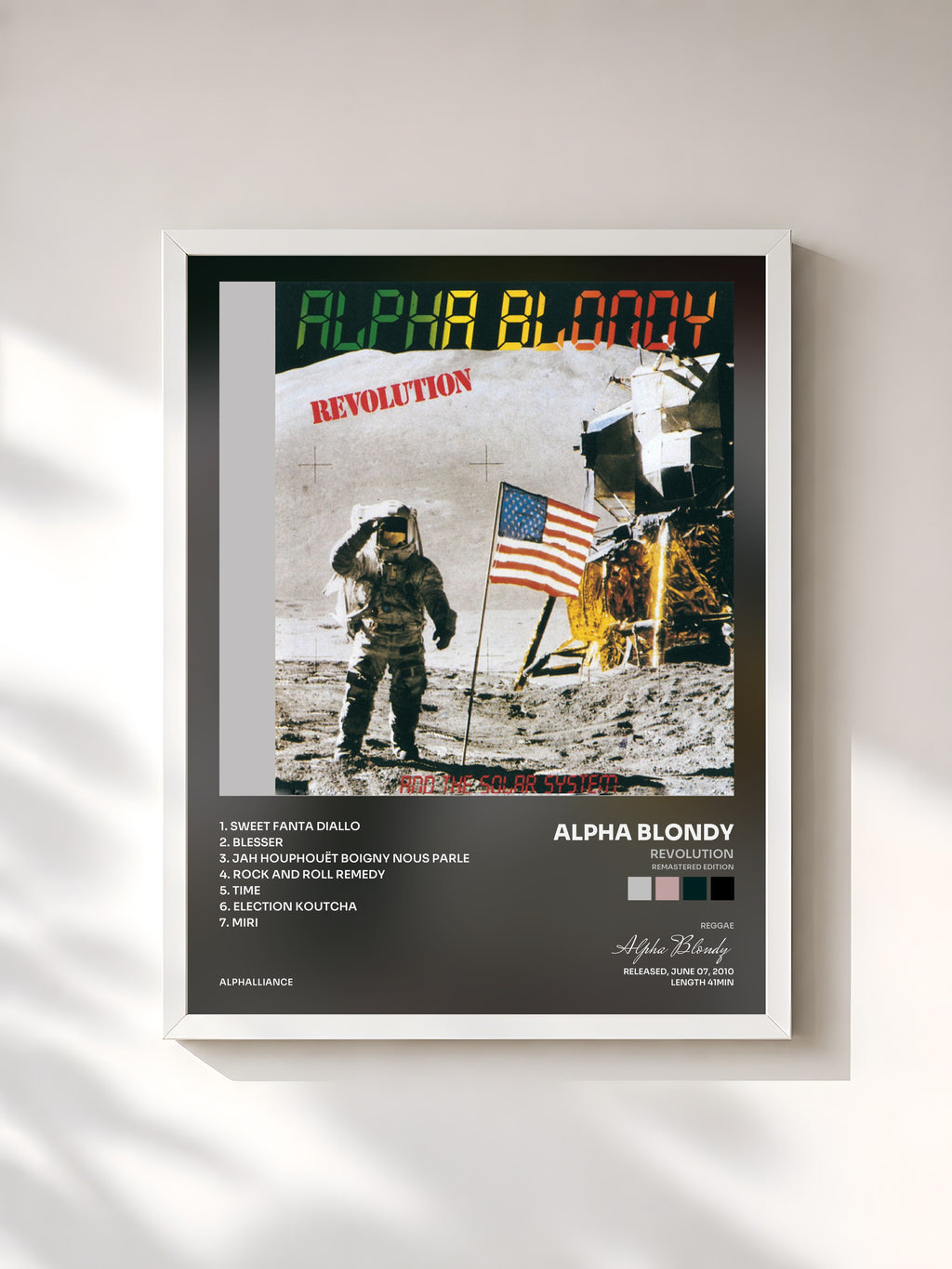 #blanc Tableau de l'album Revolution (Remastered Edition) de Alpha Blondy, cadre blanc, imprimé et encadré en France