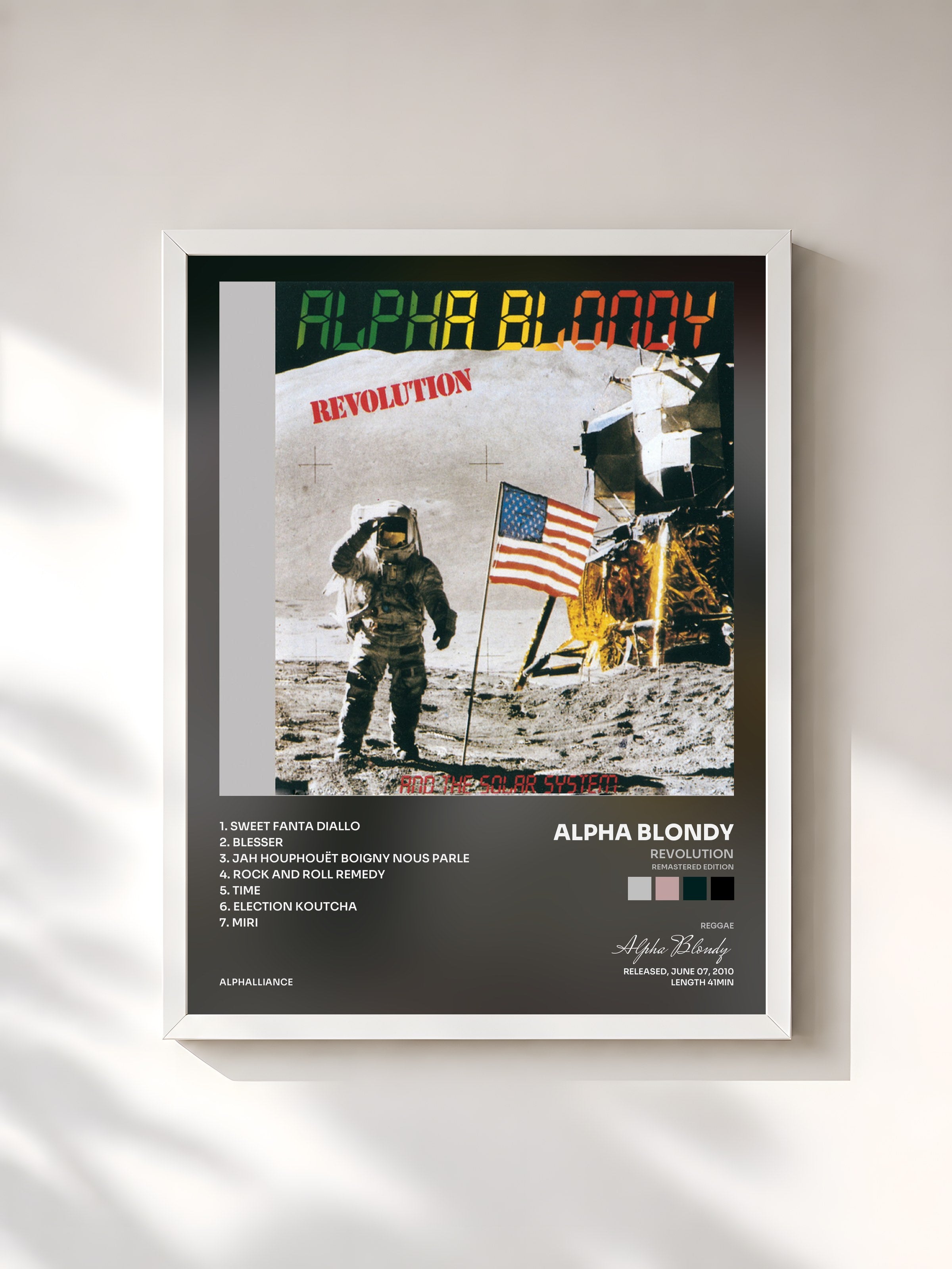 #blanc Tableau de l'album Revolution (Remastered Edition) de Alpha Blondy, cadre blanc, imprimé et encadré en France